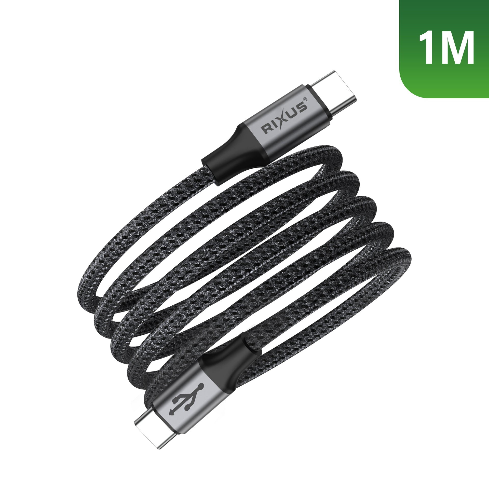 Rixus RXUC66C Magnetic Charging Cord USB-C To USB-C 1m 60W Black