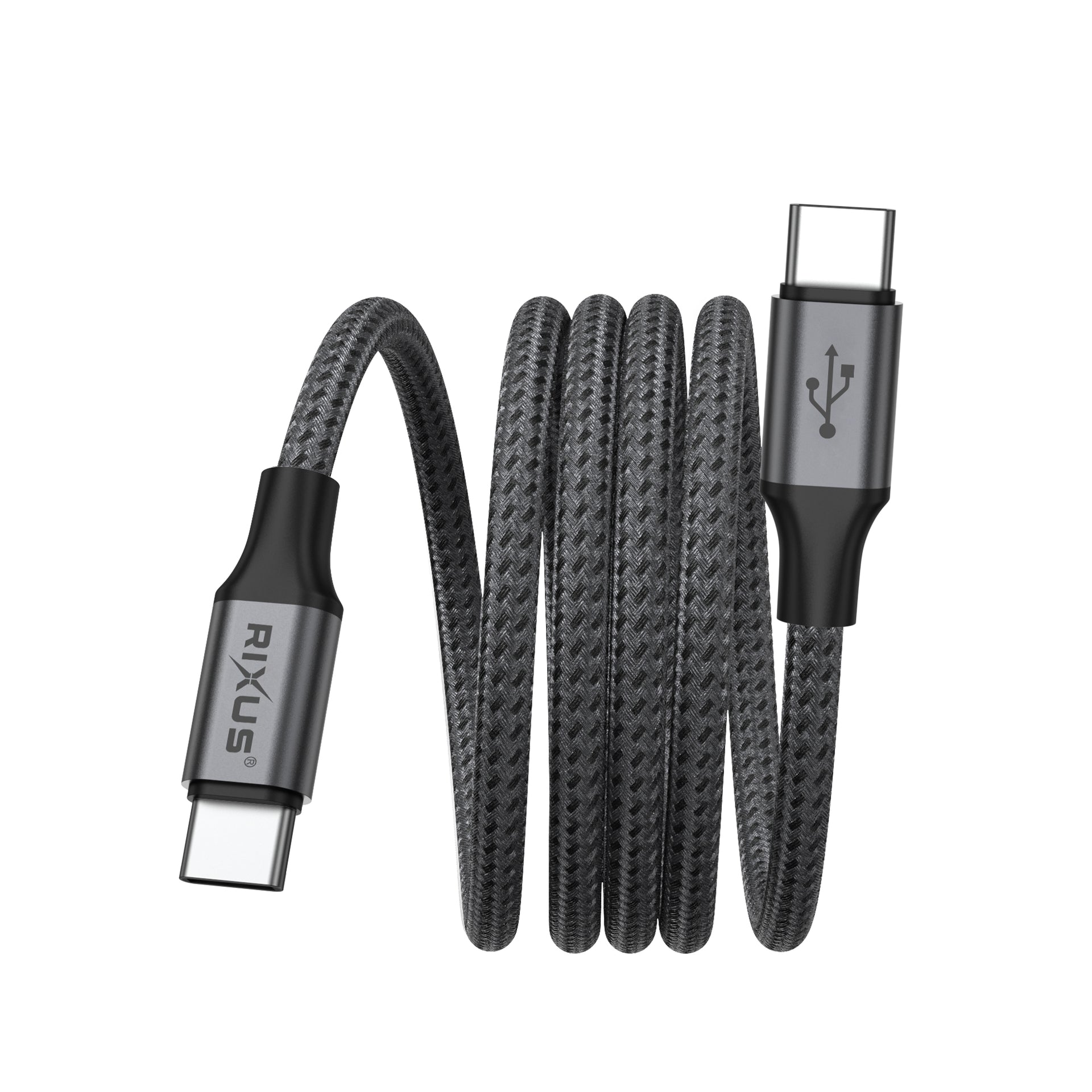 Rixus RXUC66C Magnetic Charging Cord USB-C To USB-C 1m 60W Black