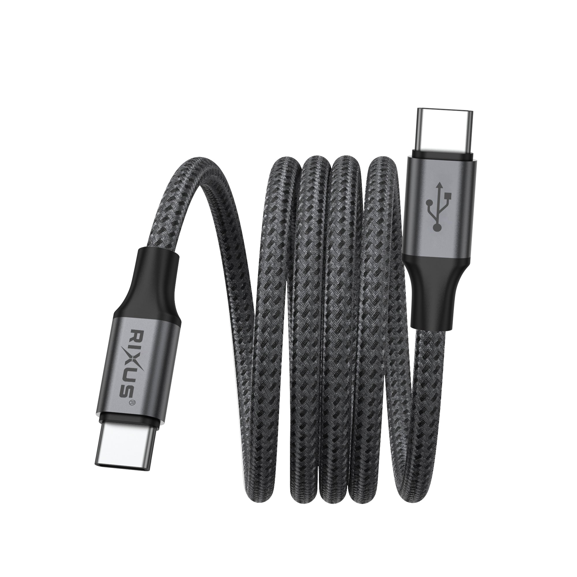 Rixus RXUC66C Magnetic Charging Cord USB-C To USB-C 1m 60W Black