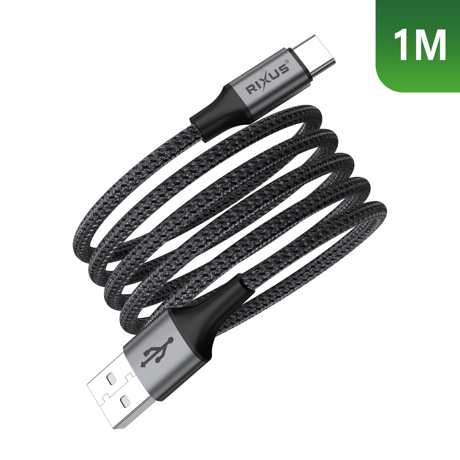 Rixus RXUC66AC Magnetic Charging Cord USB-A To USB-C 1m 15W Black