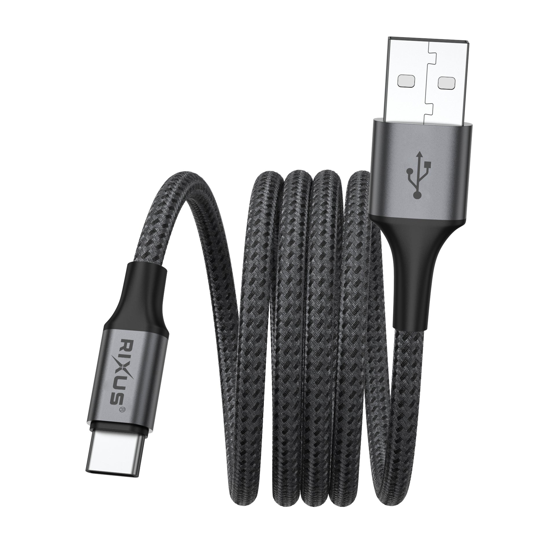 Rixus RXUC66AC Magnetic Charging Cord USB-A To USB-C 1m 15W Black