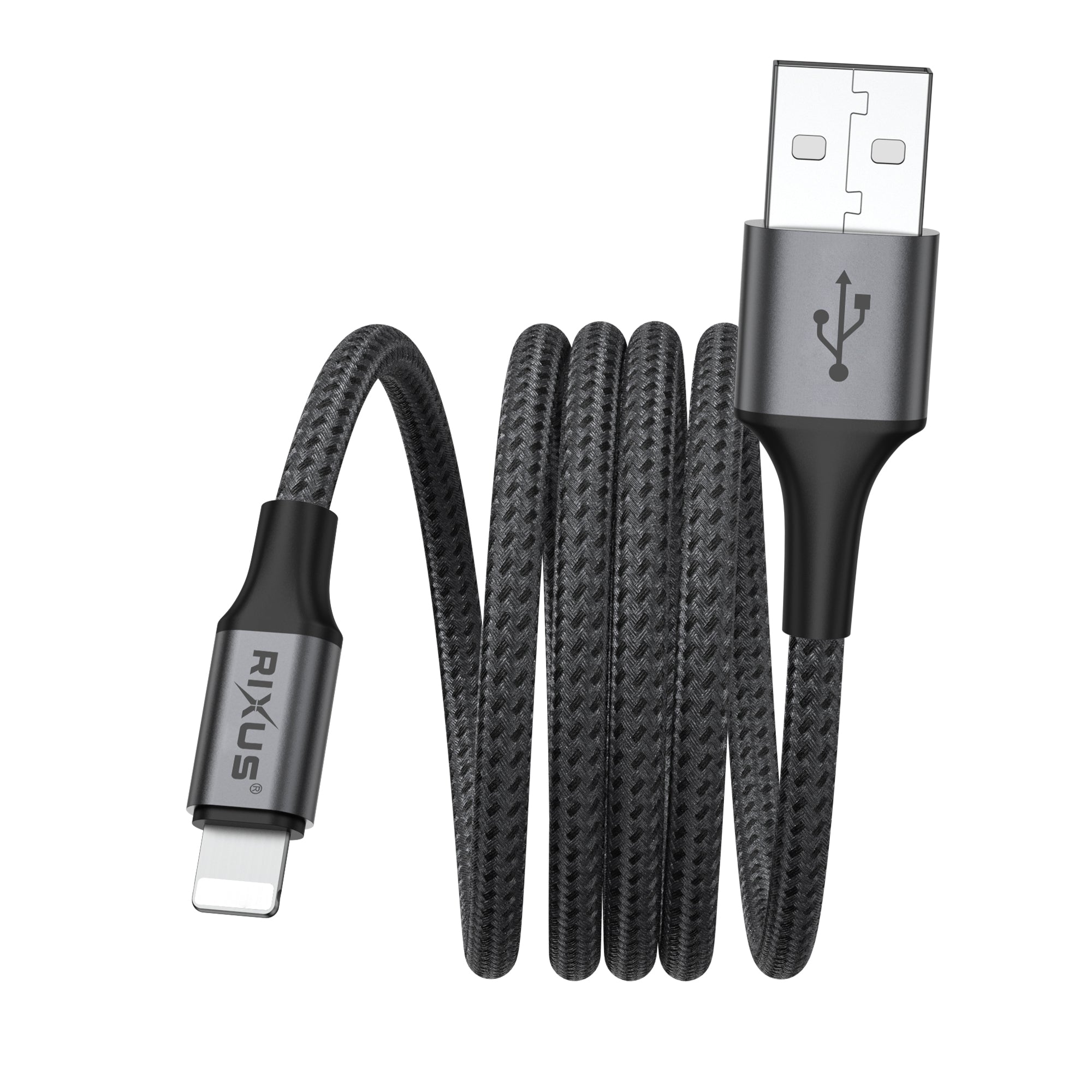 Rixus RXUC66AL Magnetic Charging Cord USB-A To Lightning Connector 1m 10W Black