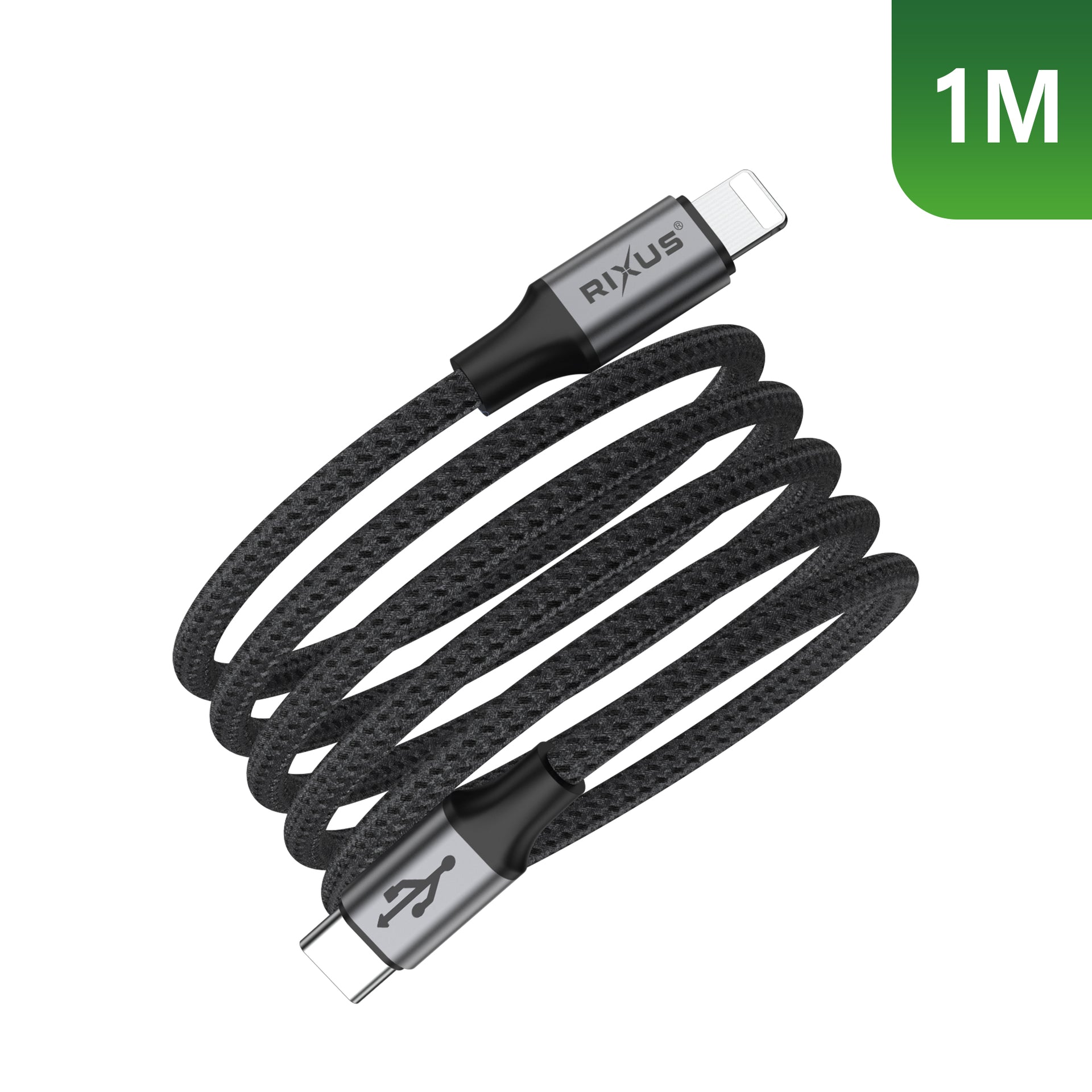 Rixus RXUC66L Magnetic Charging Cord USB-C To Lightning Connector 1m 18W Black