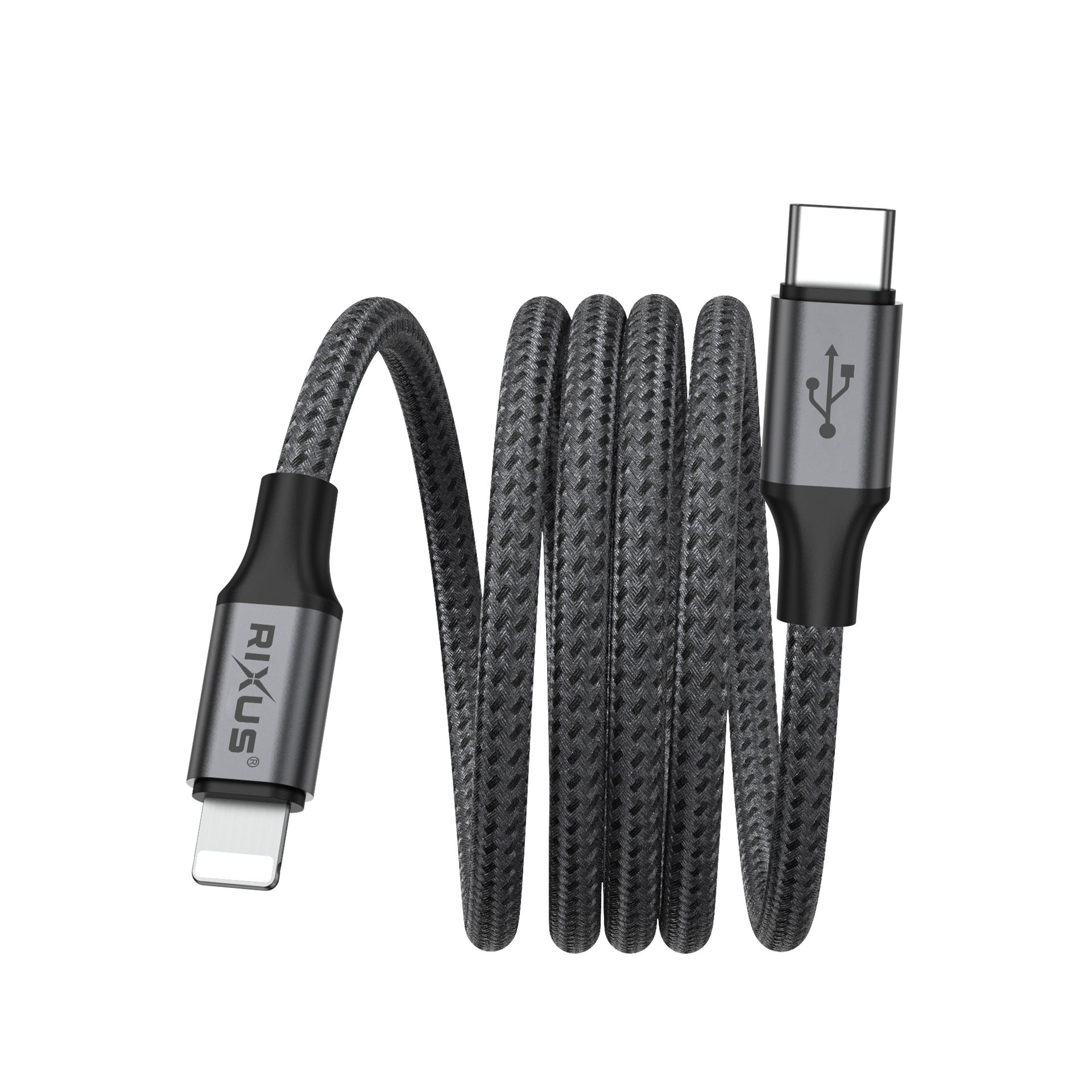 Rixus RXUC66L Magnetic Charging Cord USB-C To Lightning Connector 1m 18W Black