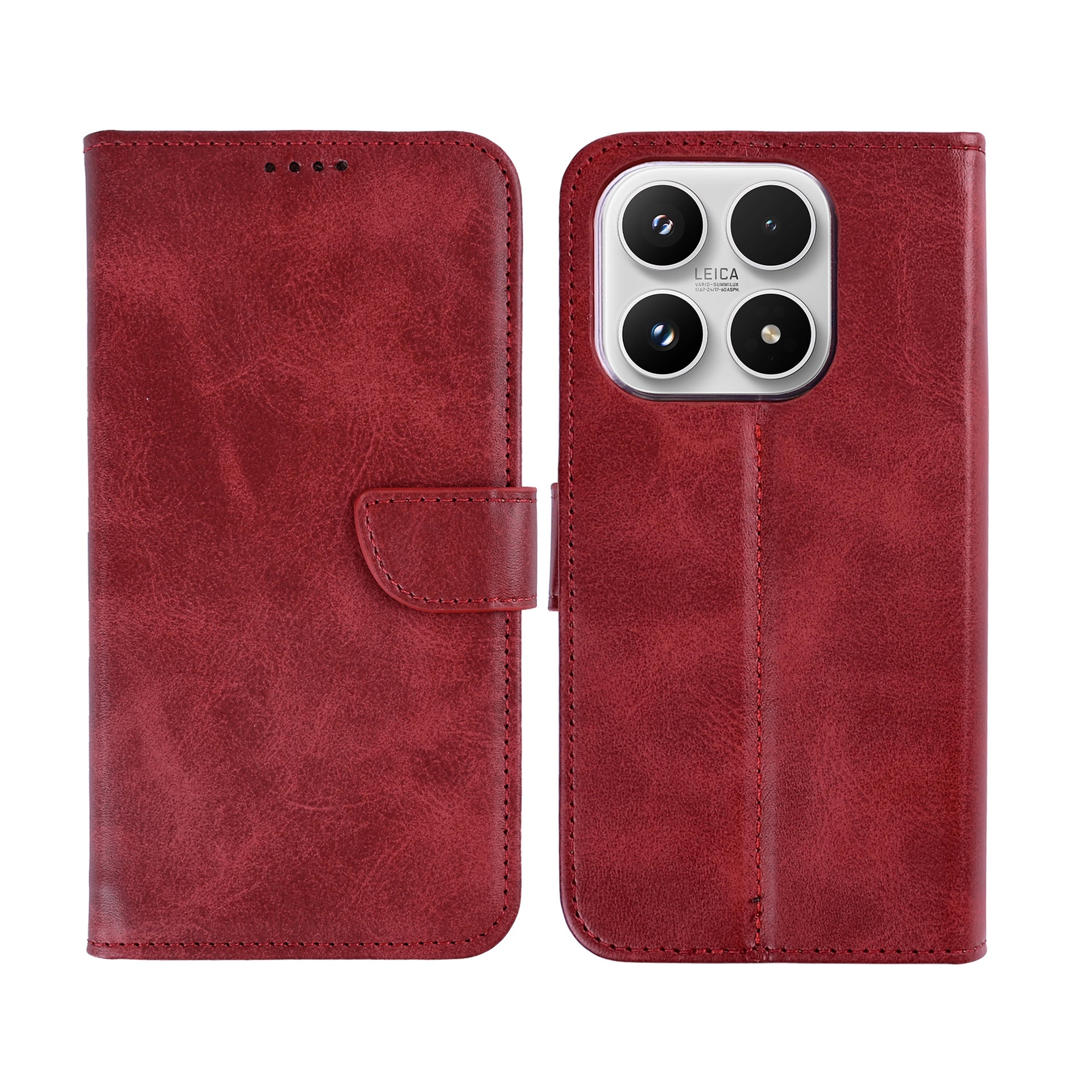 Rixus Bookcase For Xiaomi 17 Dark Red