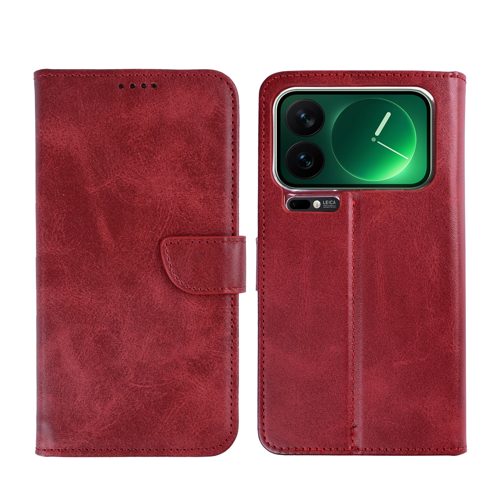 Rixus Bookcase For Xiaomi 17 Pro Dark Red
