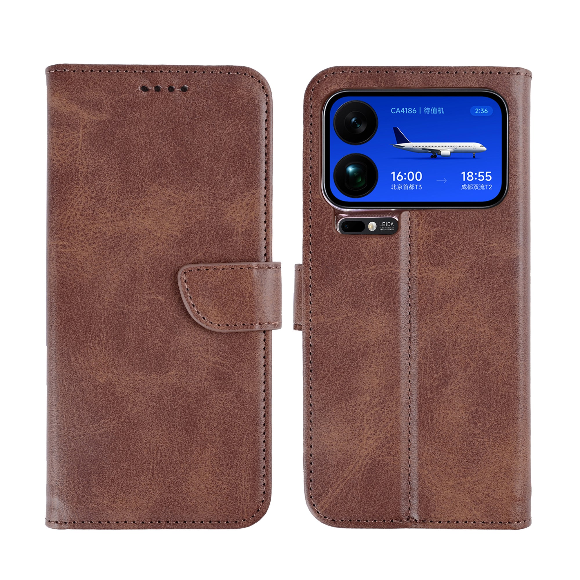 Rixus Bookcase For Xiaomi 17 Pro Max Brown