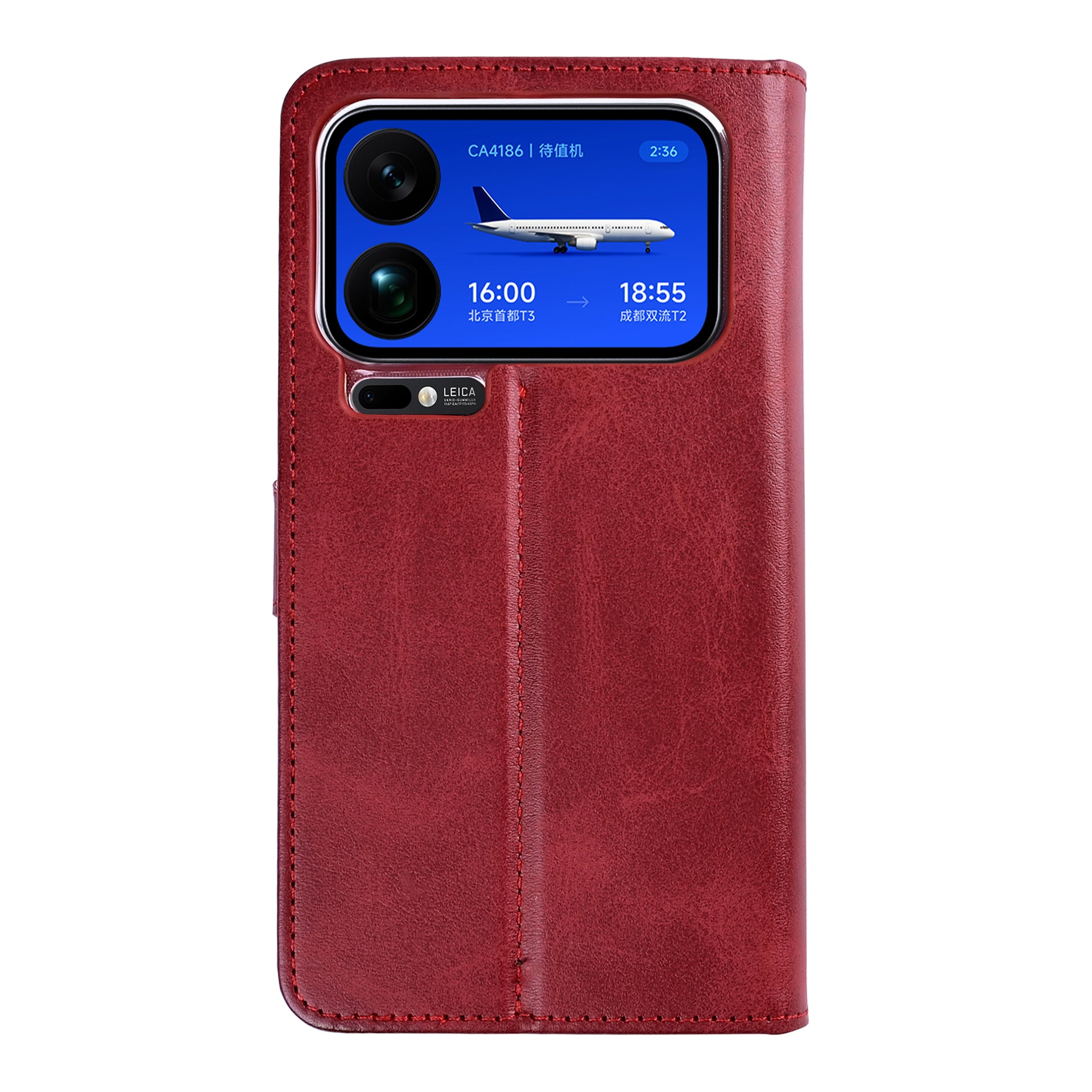 Rixus Bookcase For Xiaomi 17 Pro Max Dark Red