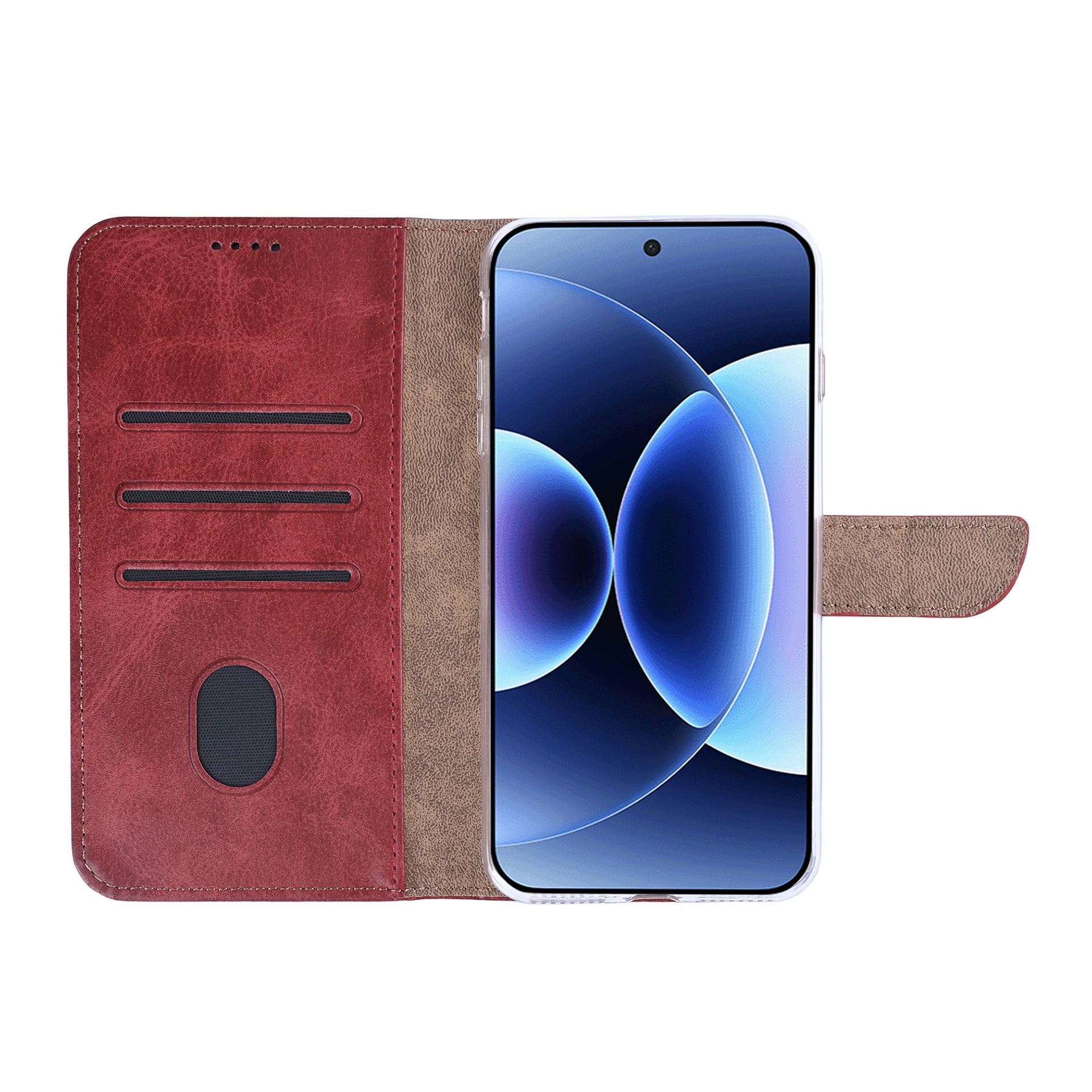 Rixus Bookcase For Xiaomi 17 Pro Max Dark Red