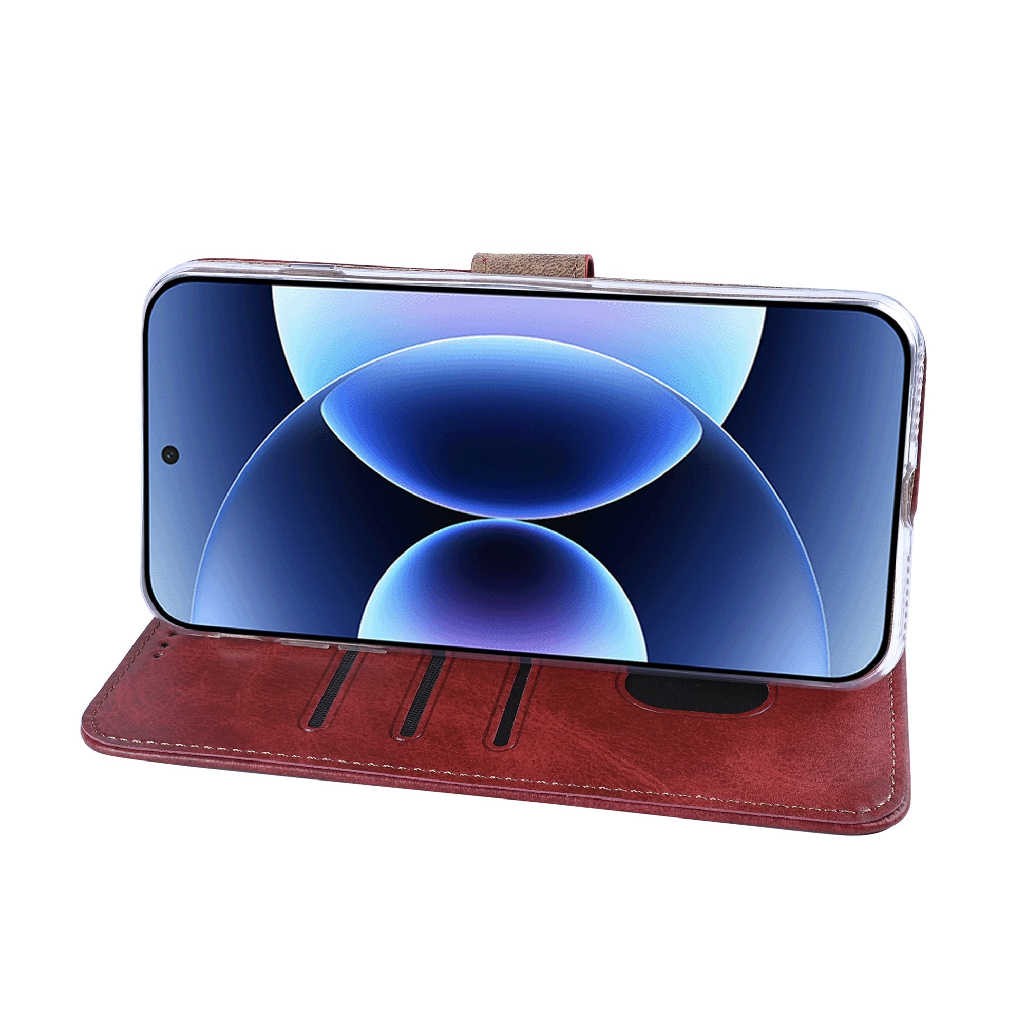 Rixus Bookcase For Xiaomi 17 Pro Max Dark Red