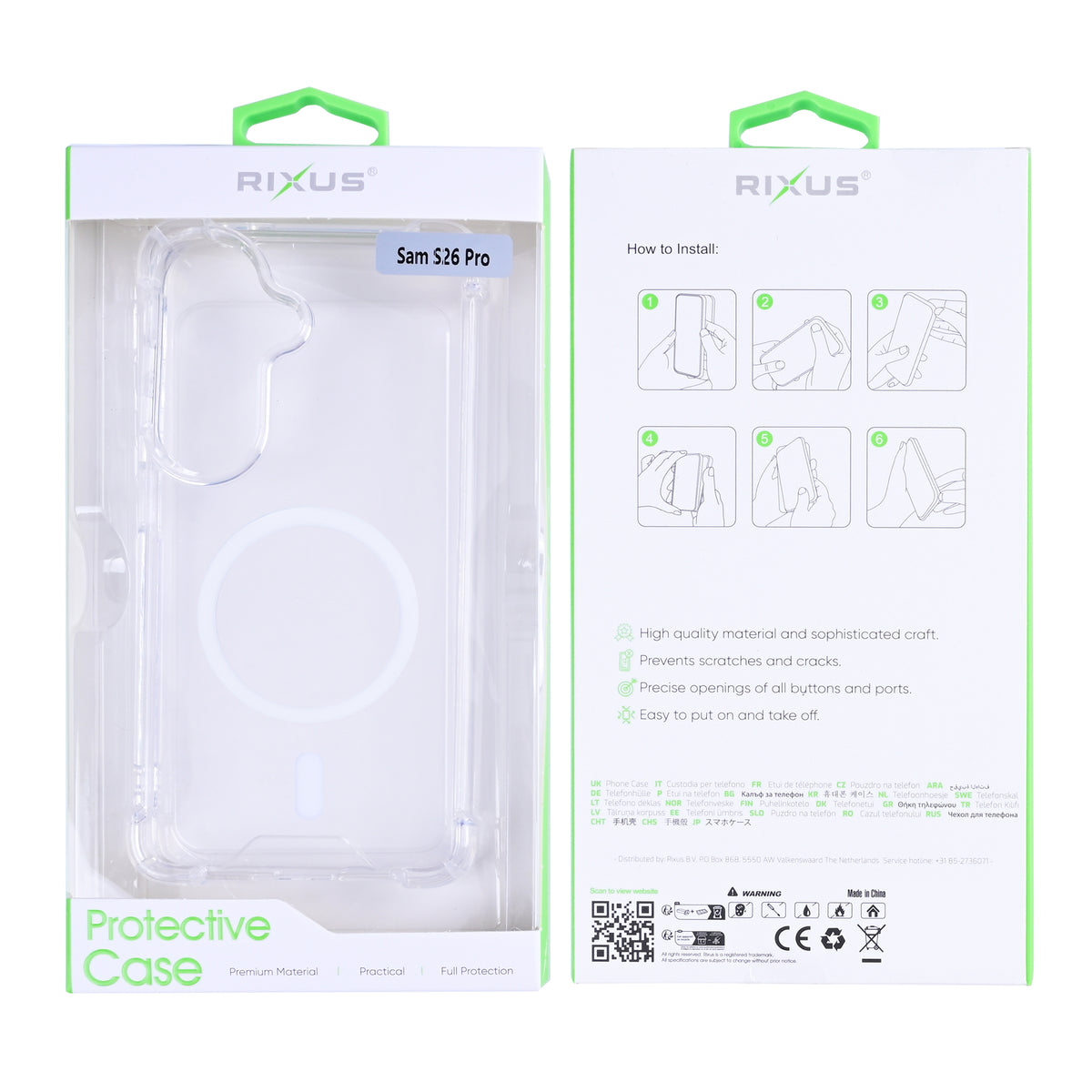 Rixus Anti-Burst Case With MagSafe Compatible For Samsung Galaxy S26 Transparent