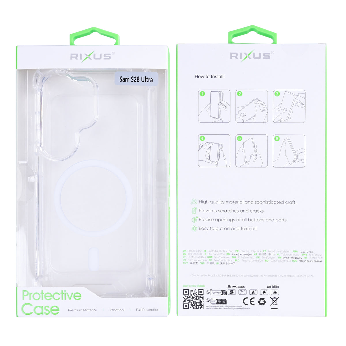 Rixus Anti-Burst Case With MagSafe Compatible For Samsung Galaxy S26 Ultra Transparent