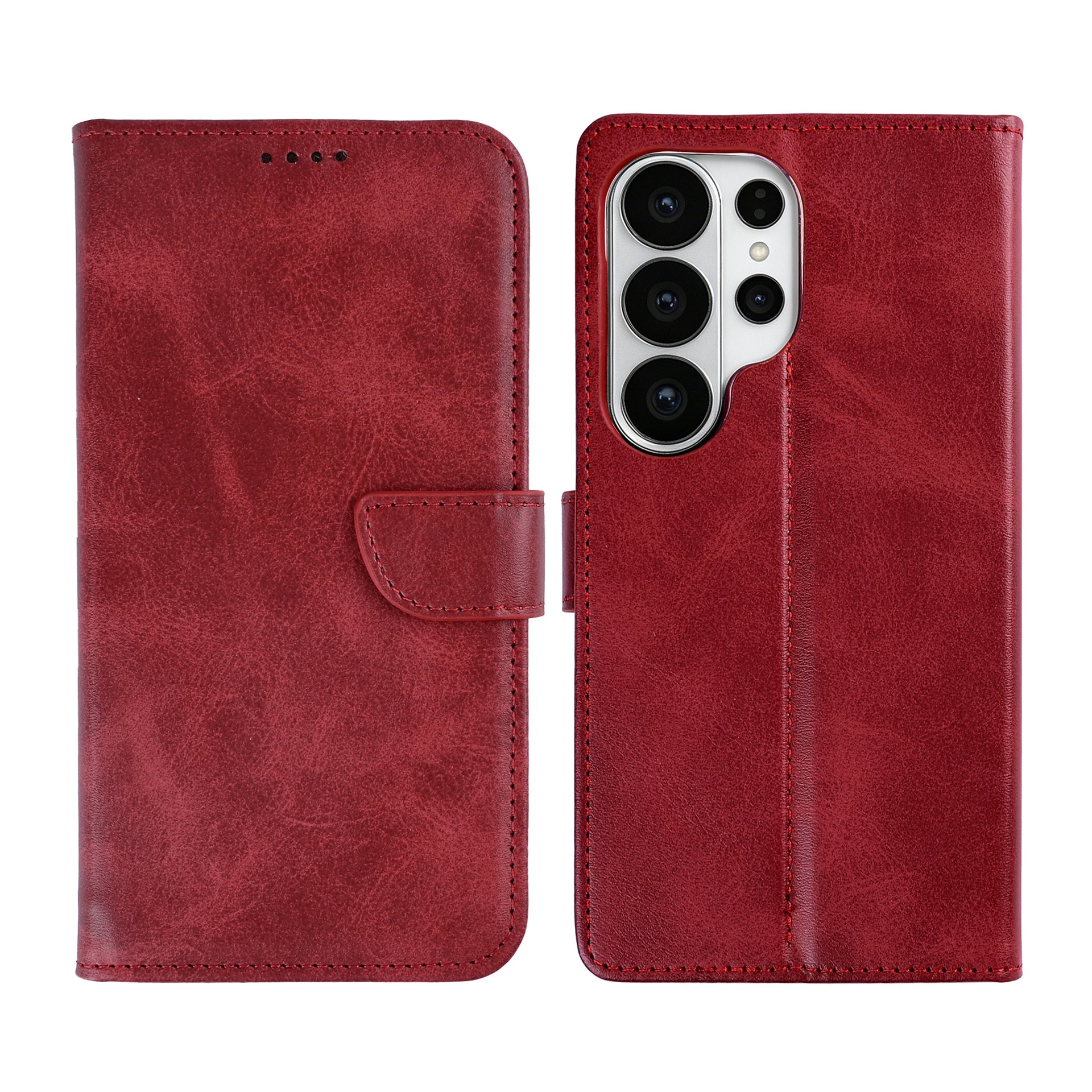 Rixus Bookcase For Samsung Galaxy S26 Ultra Dark Red