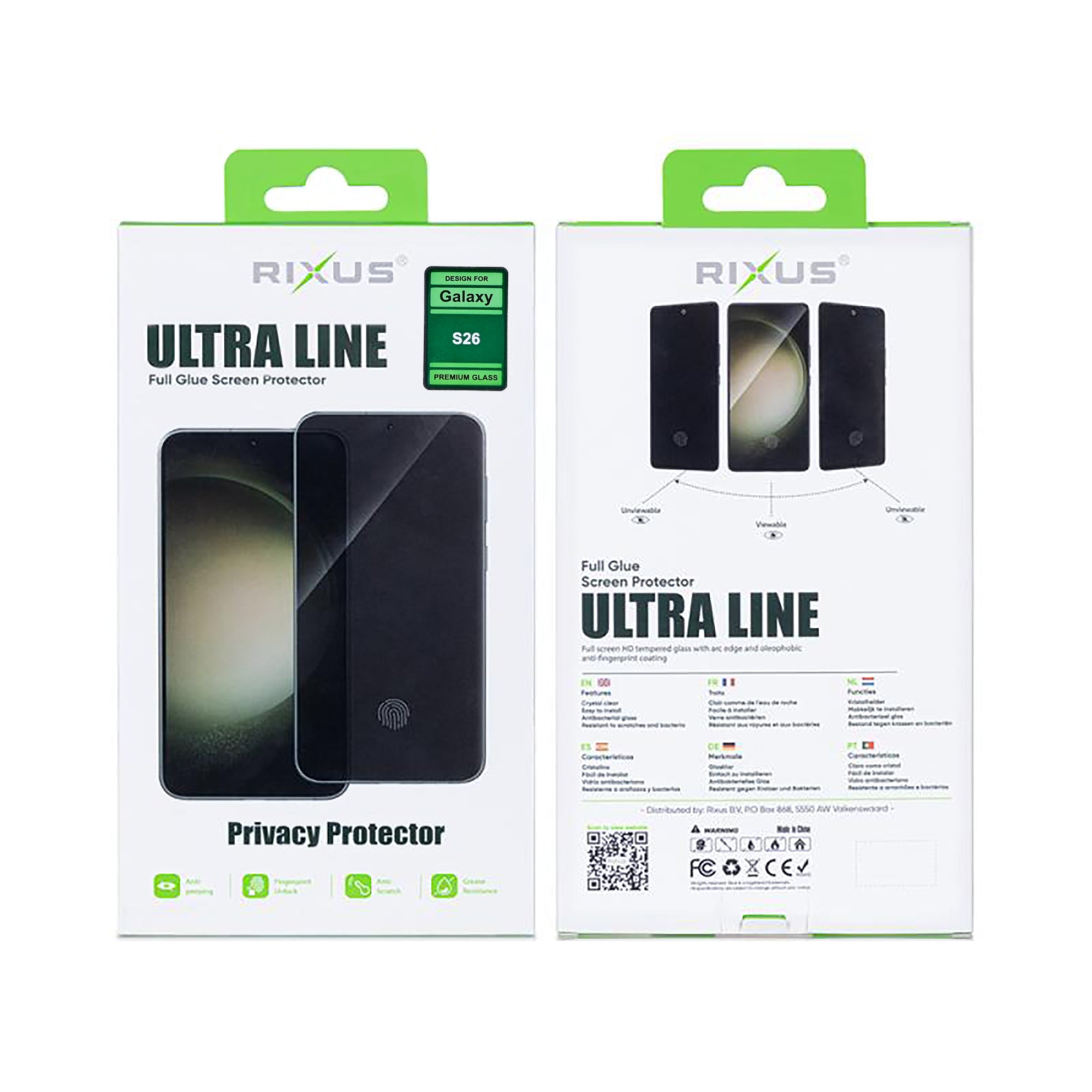 Rixus Privacy Ultra Line Tempered Glass For Samsung Galaxy S26