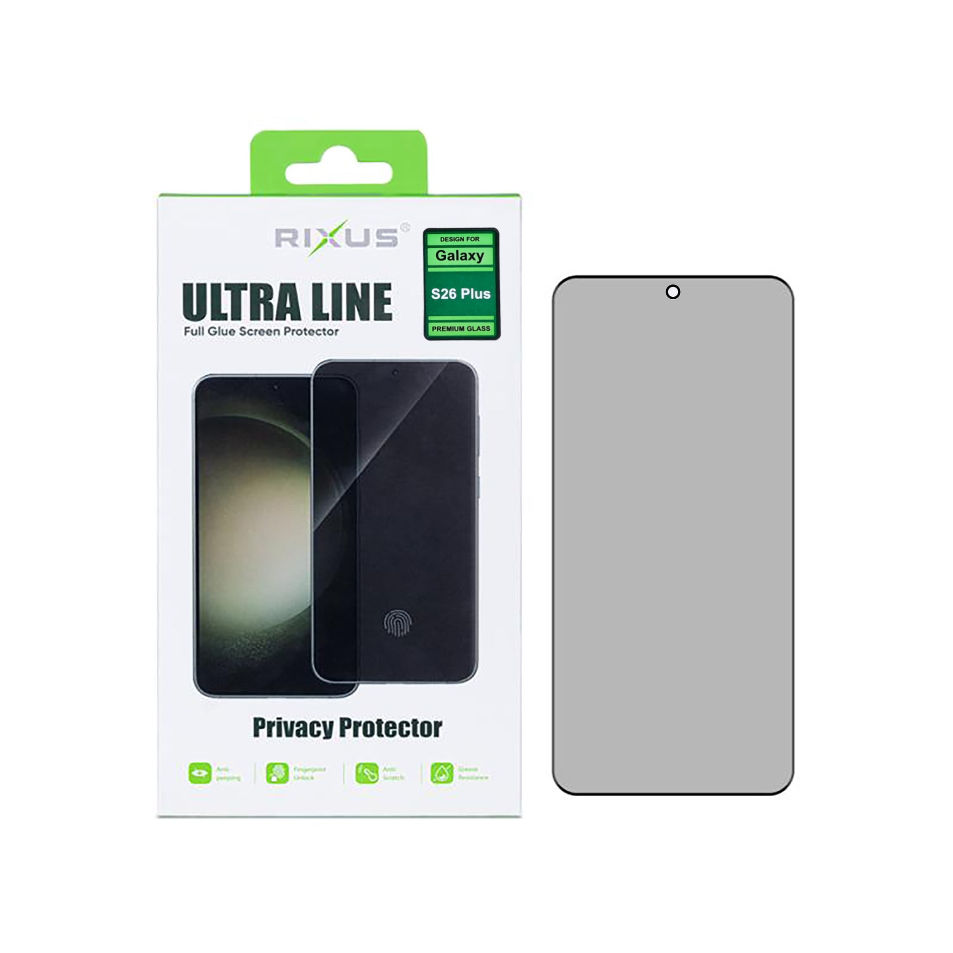 Rixus Privacy Ultra Line Tempered Glass For Samsung Galaxy S26 Plus
