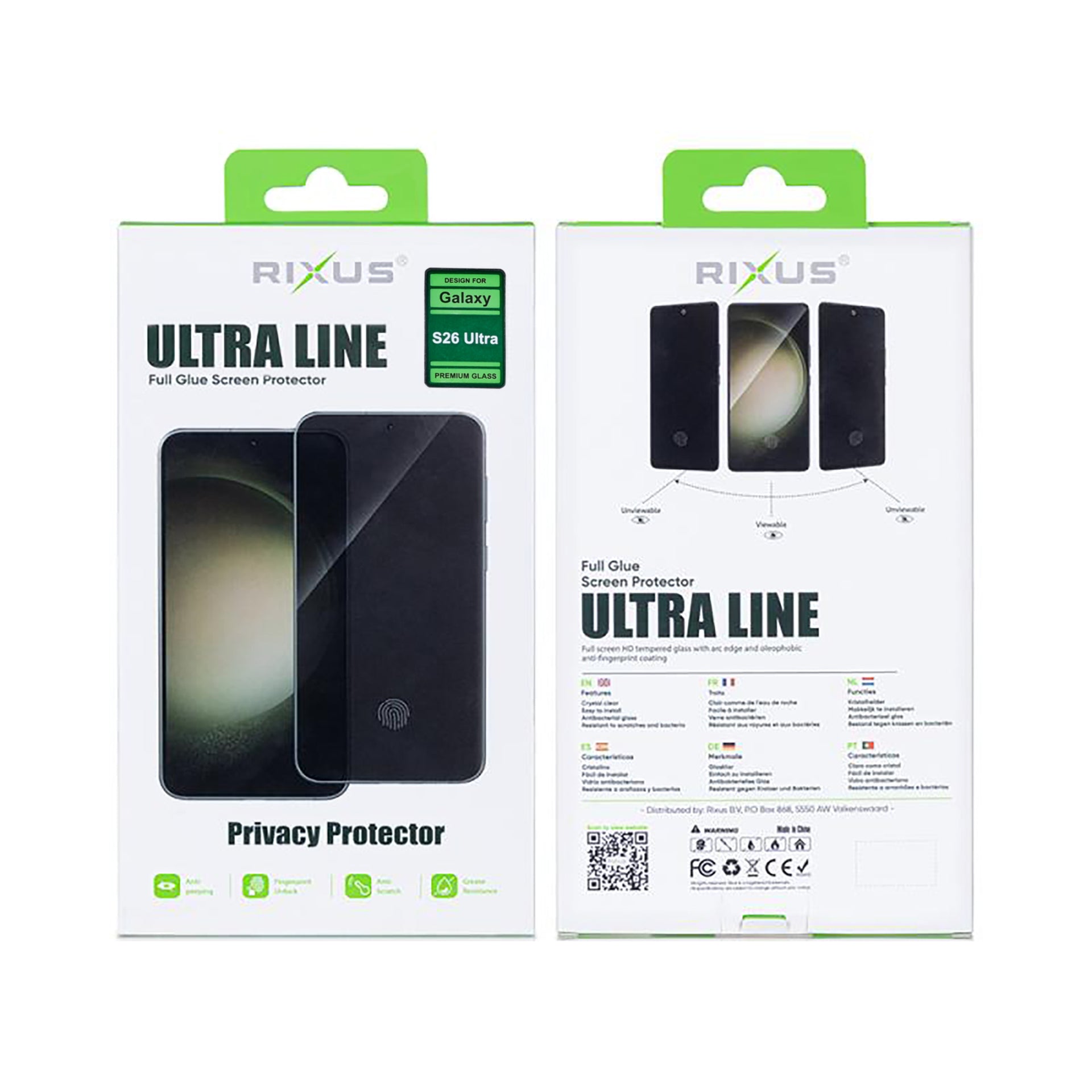 Rixus Privacy Ultra Line Tempered Glass For Samsung Galaxy S26 Ultra