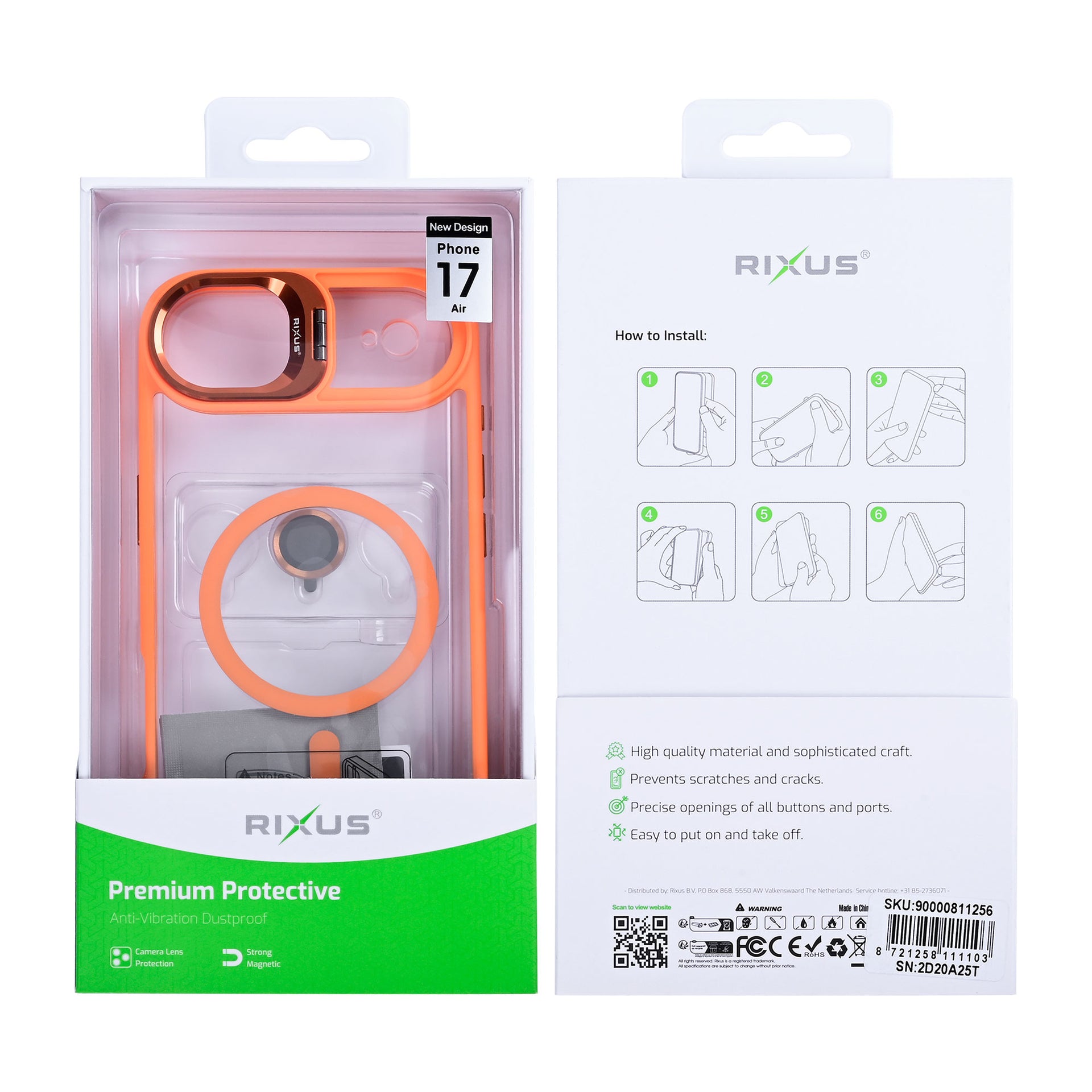 Rixus Classic 03 Case With MagSafe Compatible For Apple iPhone 17 Air Orange