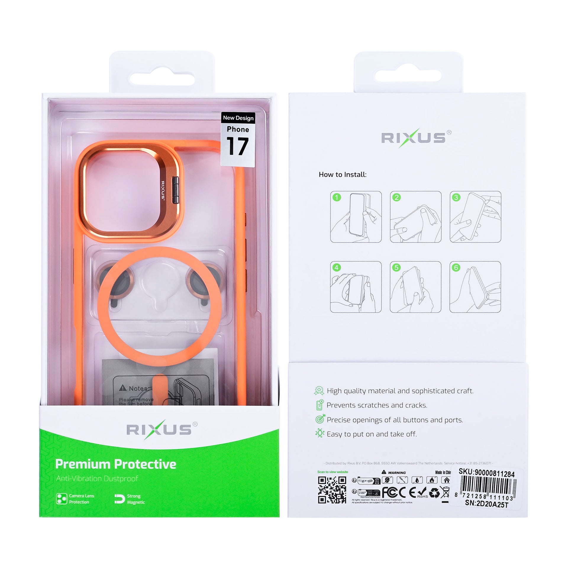 Rixus Classic 03 Case With MagSafe Compatible For Apple iPhone 17 Orange