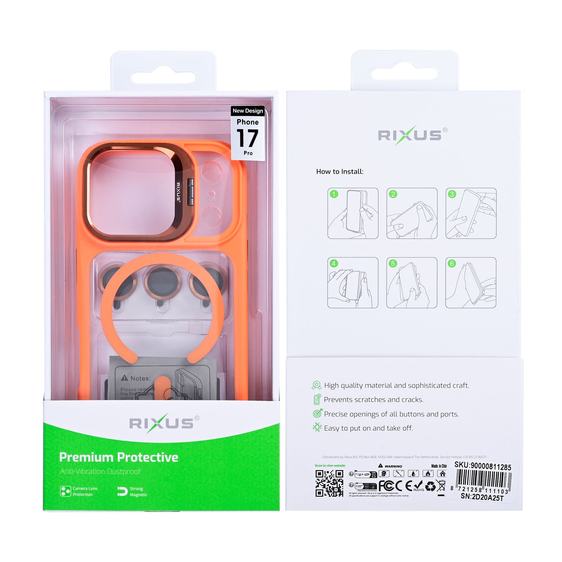 Rixus Classic 03 Case With MagSafe Compatible For Apple iPhone 17 Pro Orange