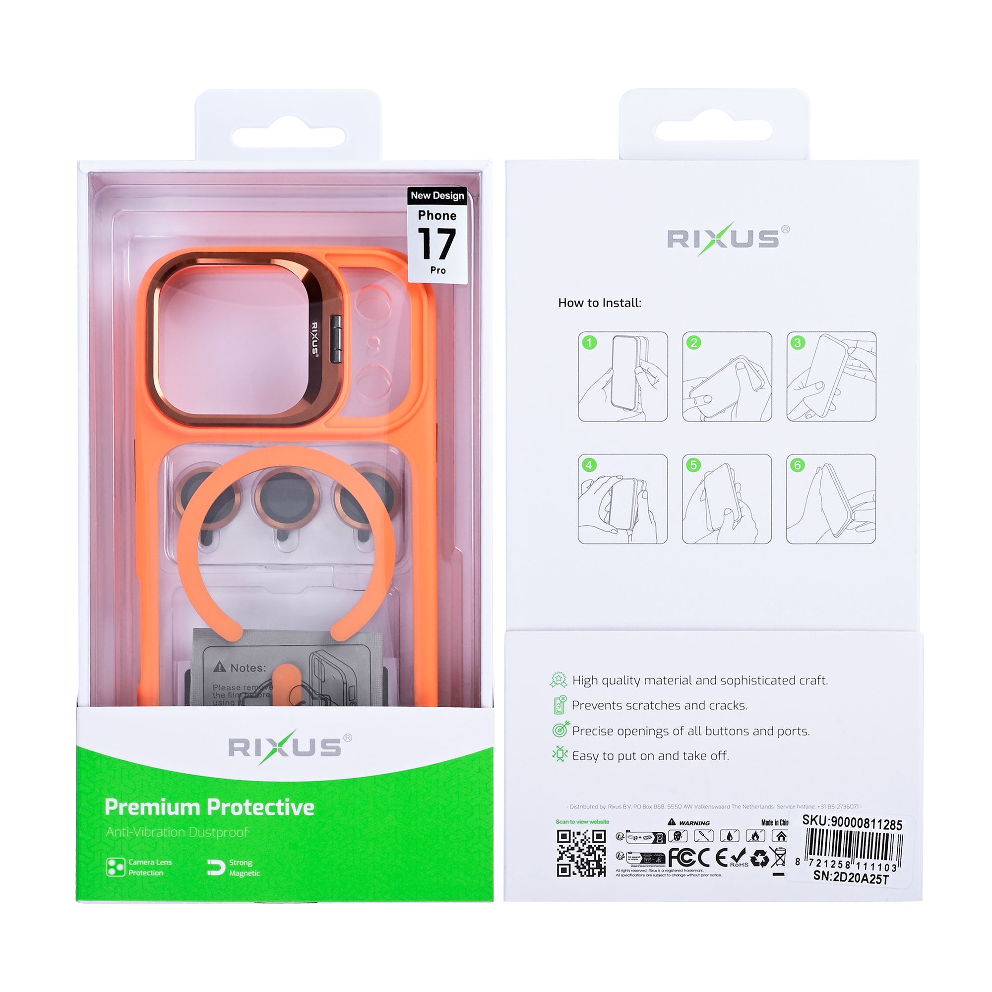 Rixus Classic 03 Case With MagSafe Compatible For Apple iPhone 17 Pro Orange