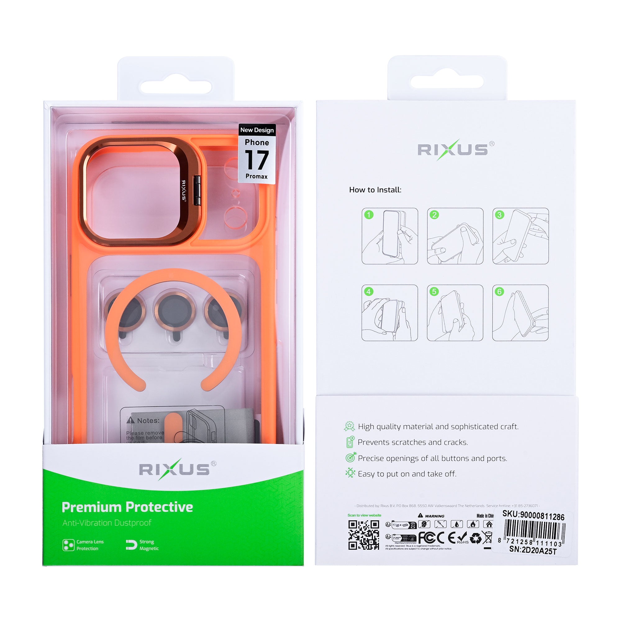 Rixus Classic 03 Case With MagSafe Compatible For Apple iPhone 17 Pro Max Orange