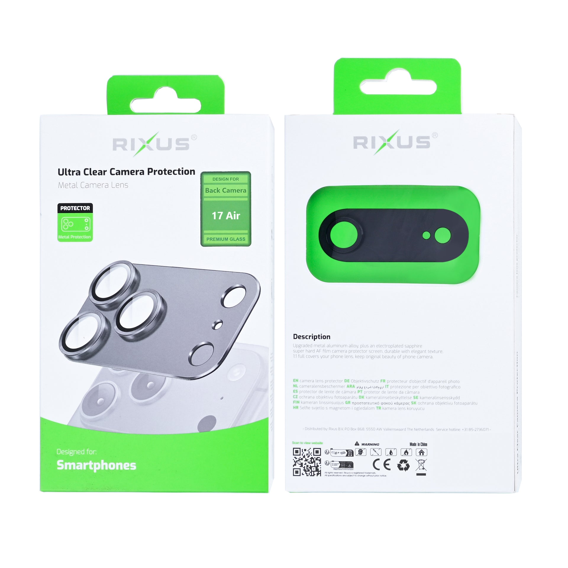Rixus Ultra Clear Camera Protection For Apple iPhone 17 Air Space Black