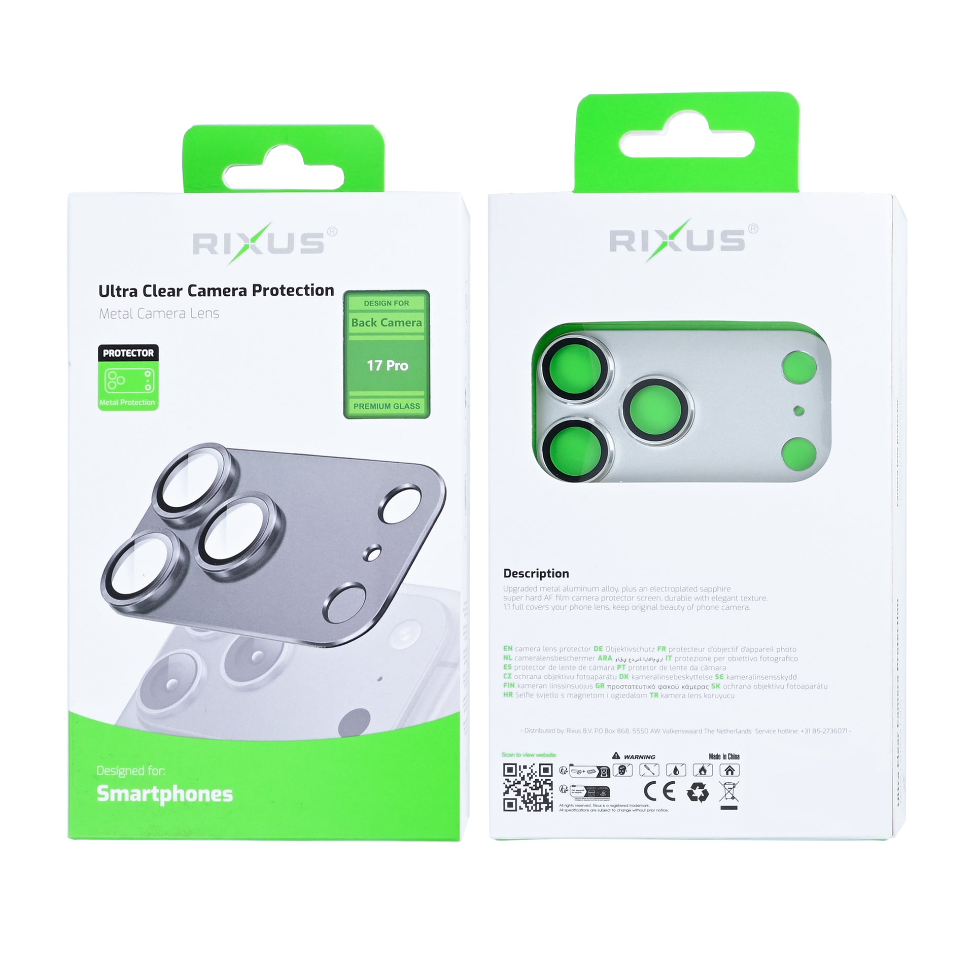Rixus Ultra Clear Camera Protection For Apple iPhone 17 Pro Silver