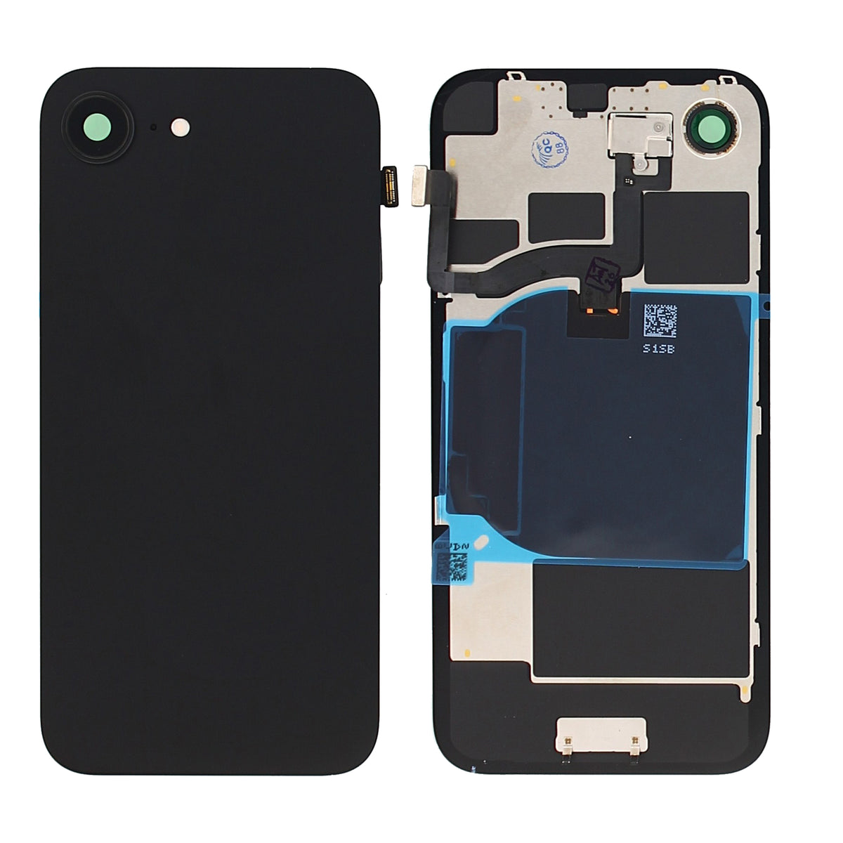 For Apple iPhone 16e Back Glass With NFC, Enlarged Camera Frame Black Compatible