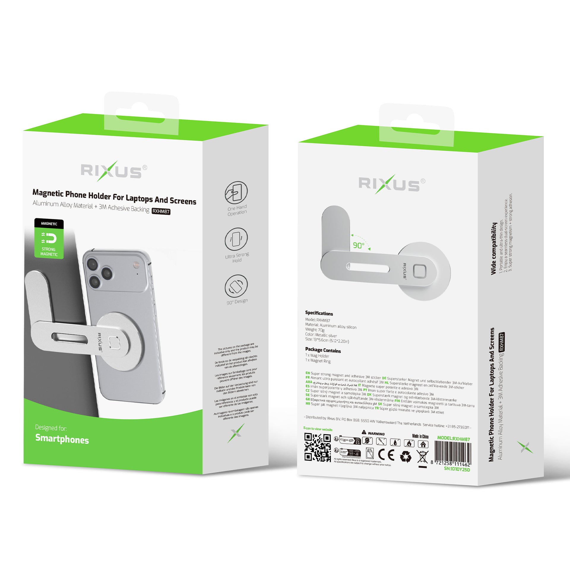 Rixus RXHM87 Magnetic Phone Holder For Laptops And Screens