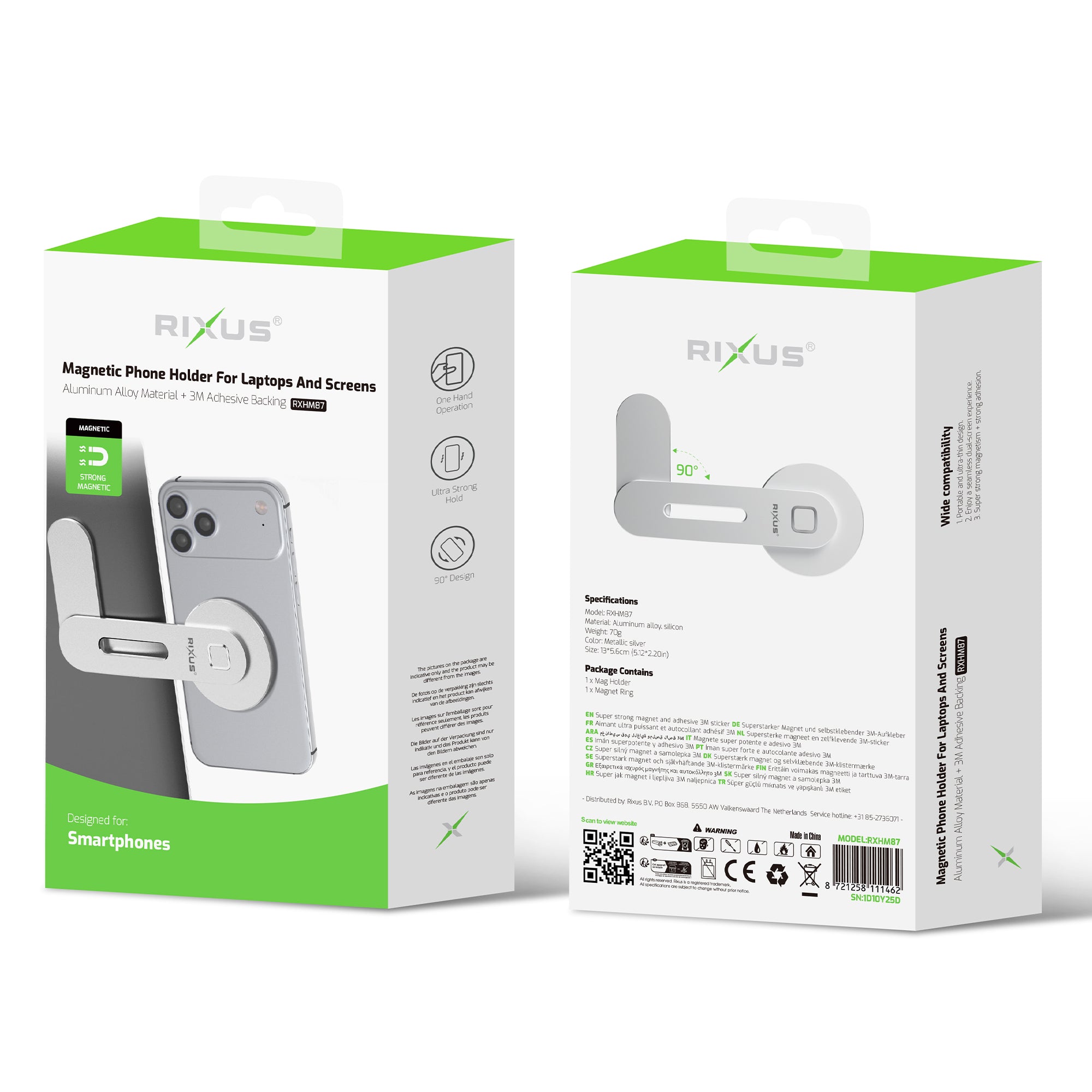 Rixus RXHM87 Magnetic Phone Holder For Laptops And Screens