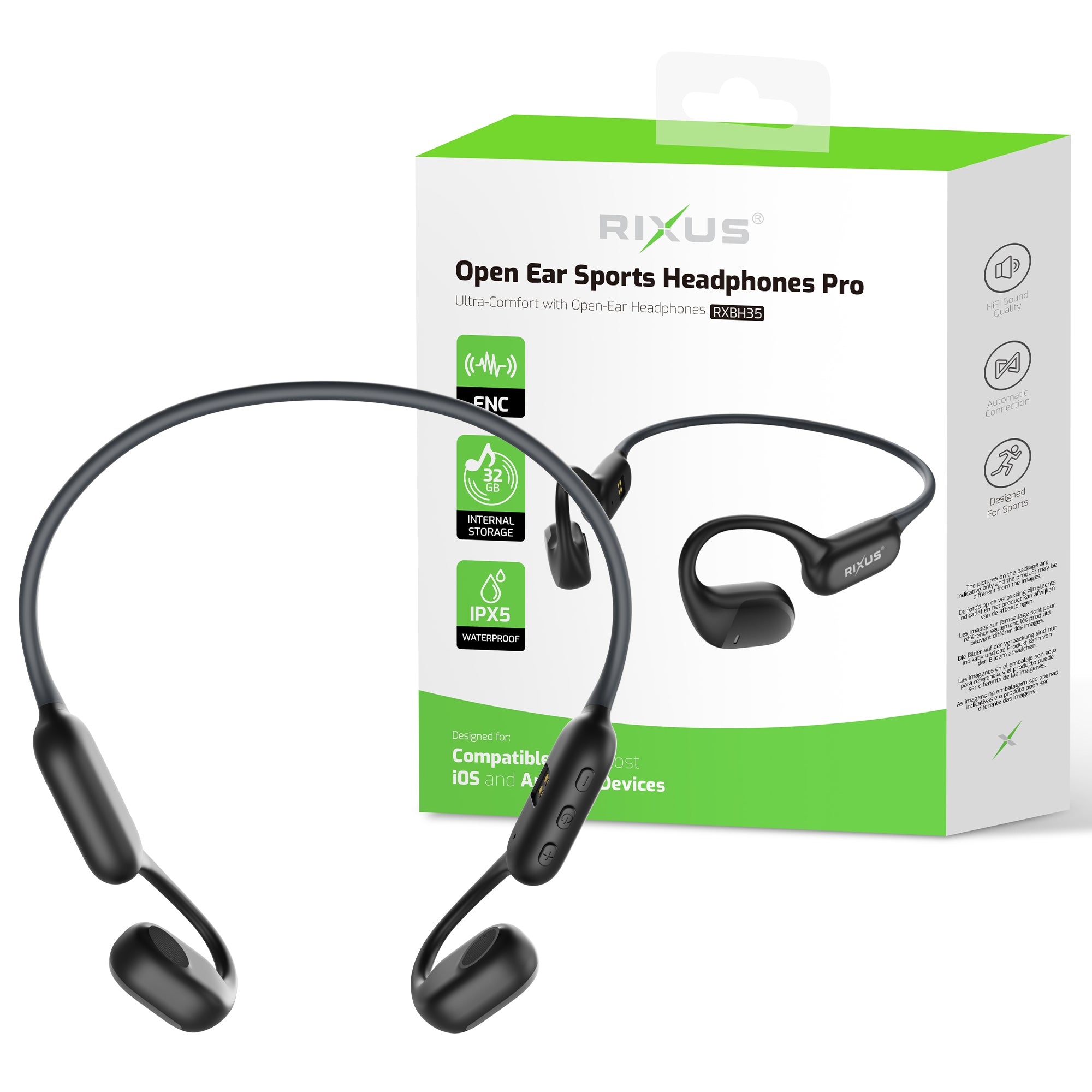Rixus RXBH35 Open Ear Sports Headphones Pro