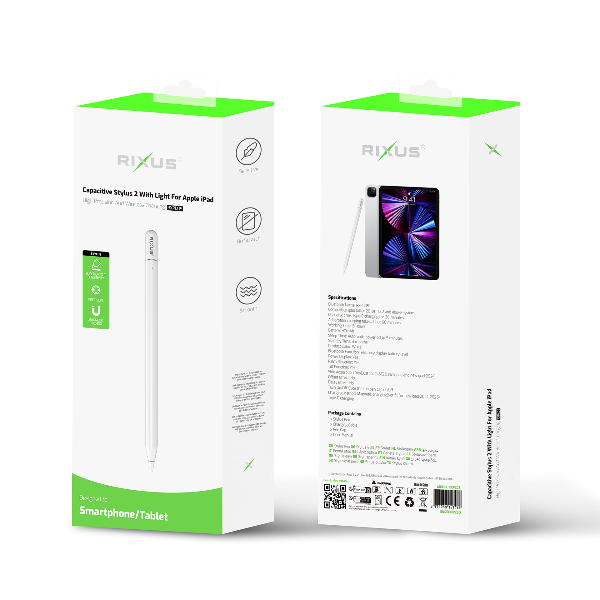 Rixus RXPL05 Smooth Writing Capacitive Stylus 2 With Light For Apple iPad