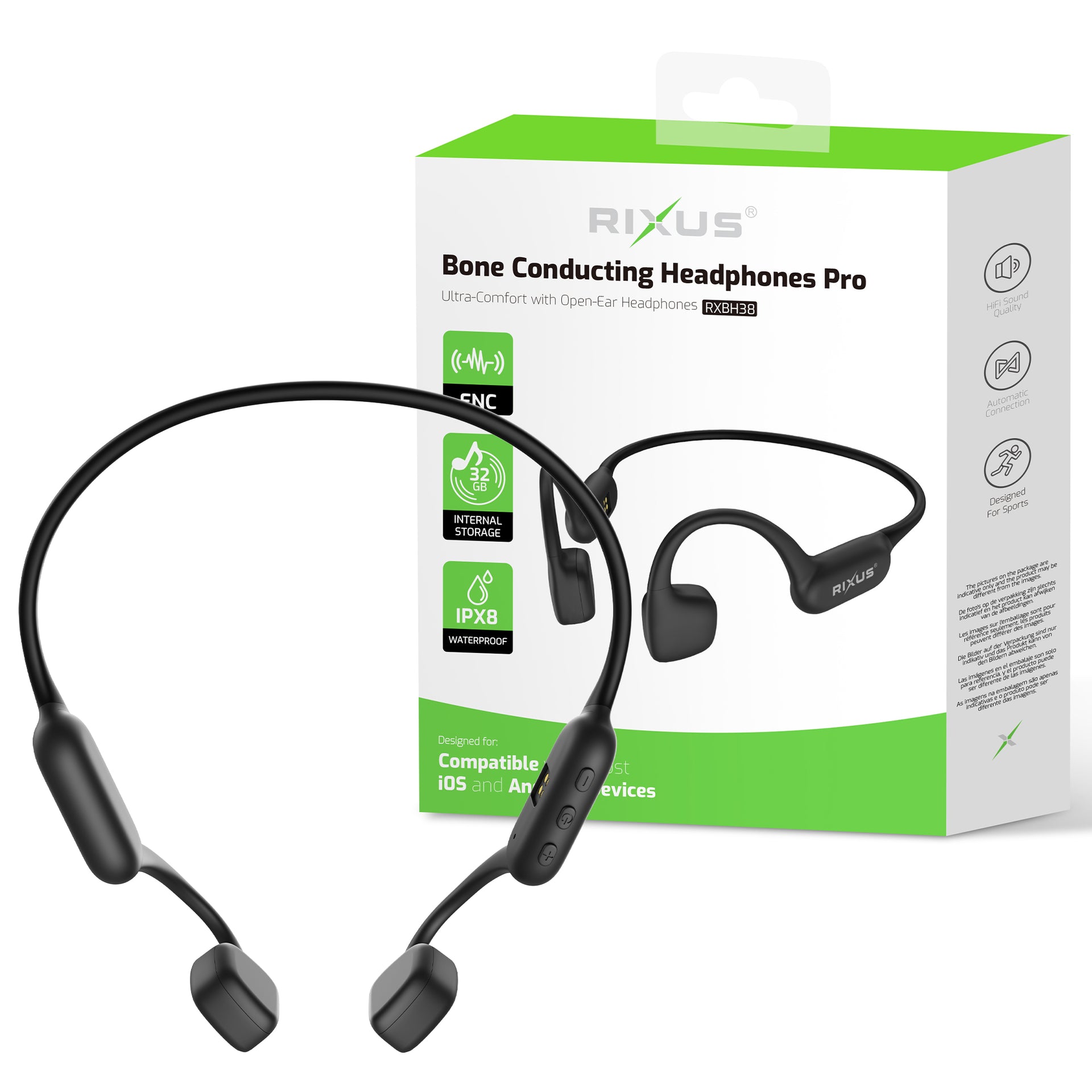 Rixus RXBH38 Bone Conducting Headphones Pro