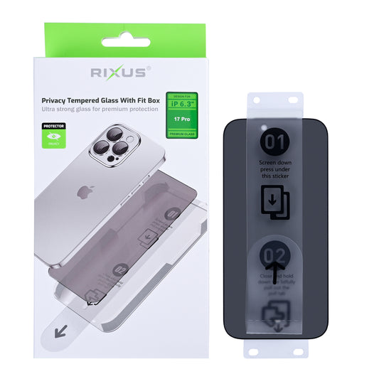 Rixus Privacy Tempered Glass With Fit Box For Apple iPhone 17 Pro