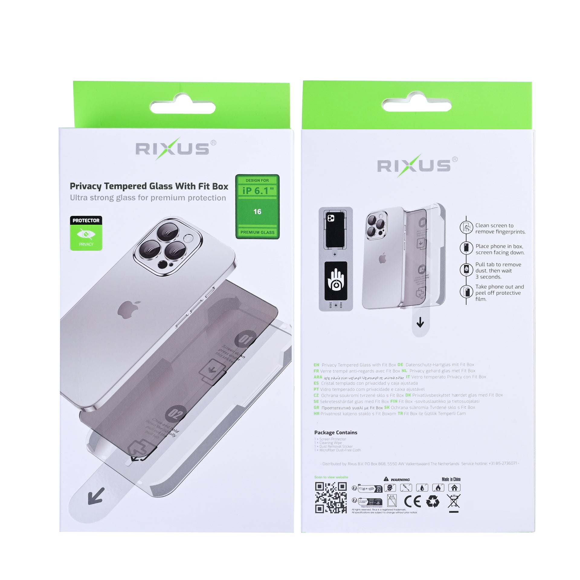 Rixus Privacy Tempered Glass With Fit Box For Apple iPhone 16