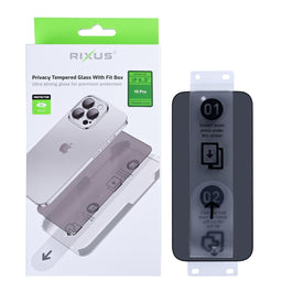 Rixus Privacy Tempered Glass With Fit Box For Apple iPhone 16 Pro
