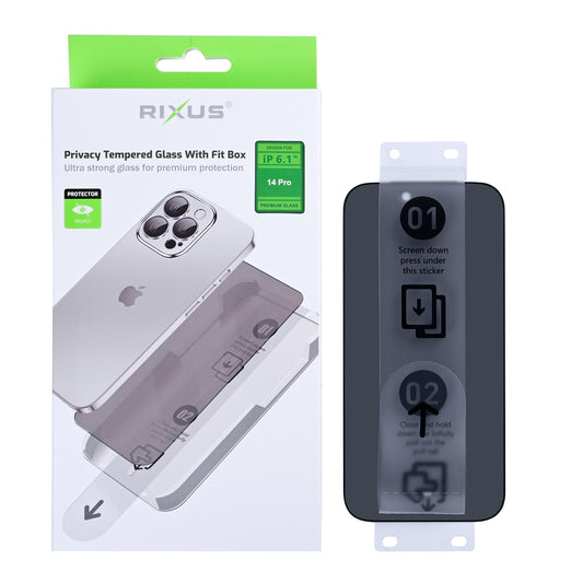 Rixus Privacy Tempered Glass With Fit Box For Apple iPhone 14 Pro