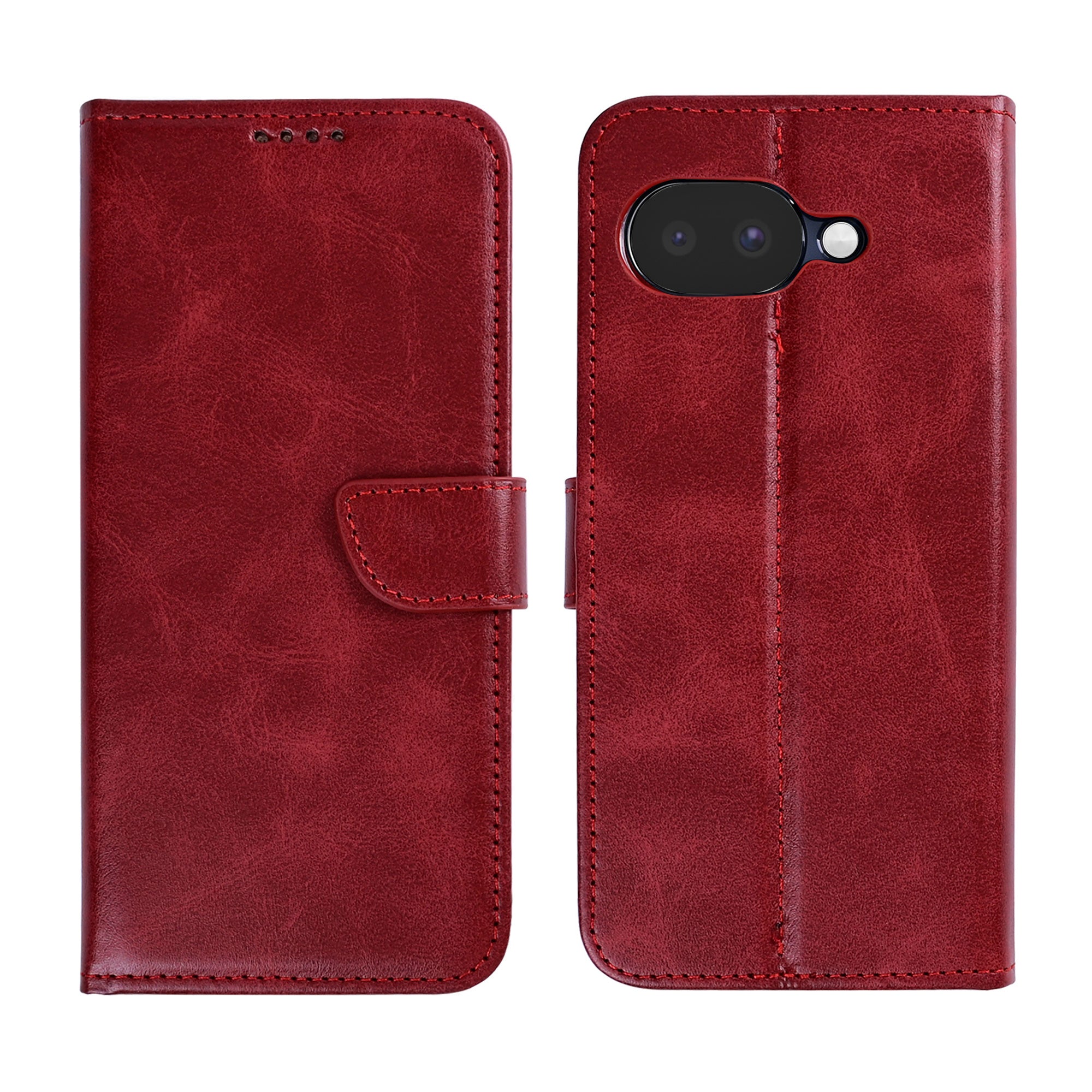 Rixus Bookcase For Google Pixel 10a Dark Red