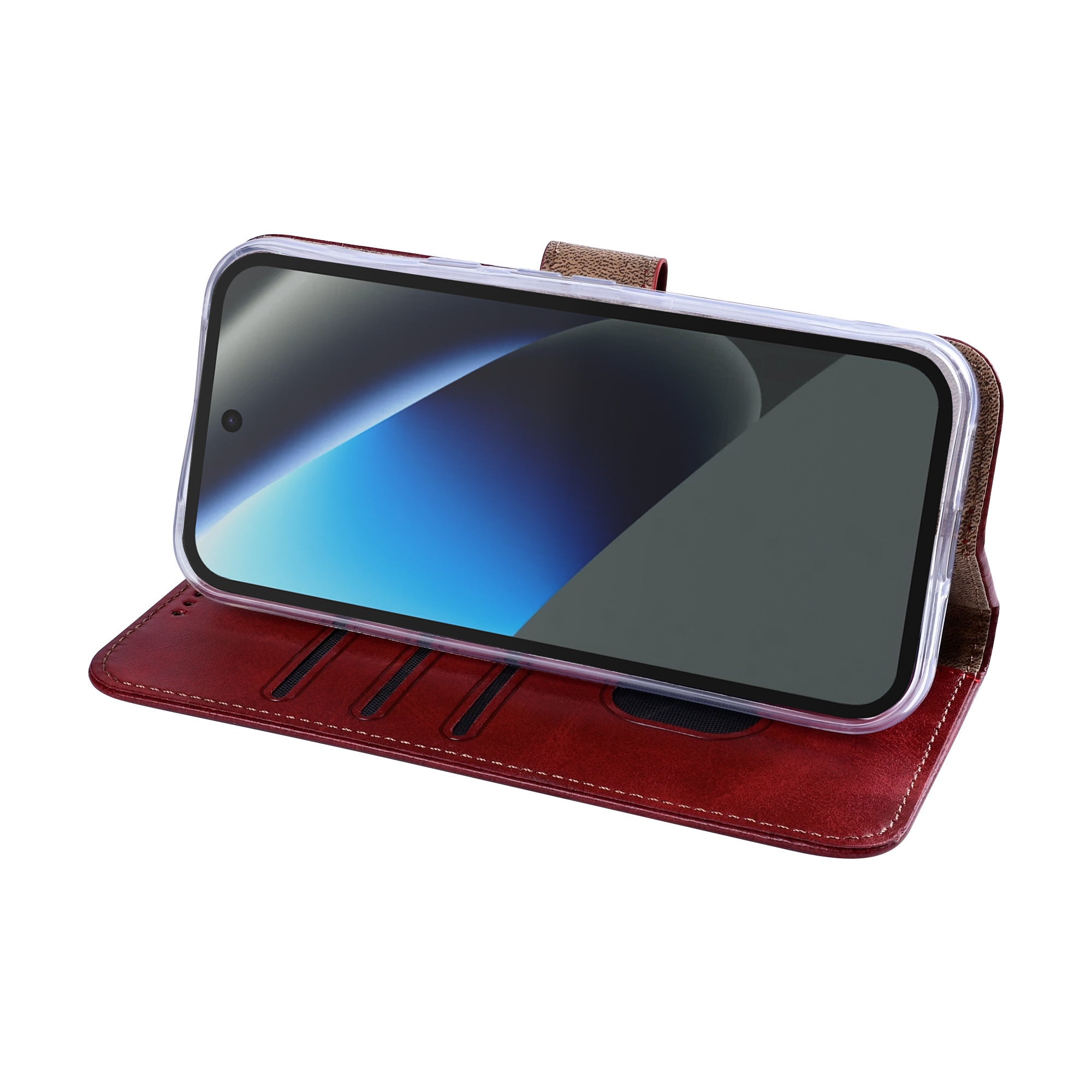 Rixus Bookcase For Google Pixel 10a Dark Red