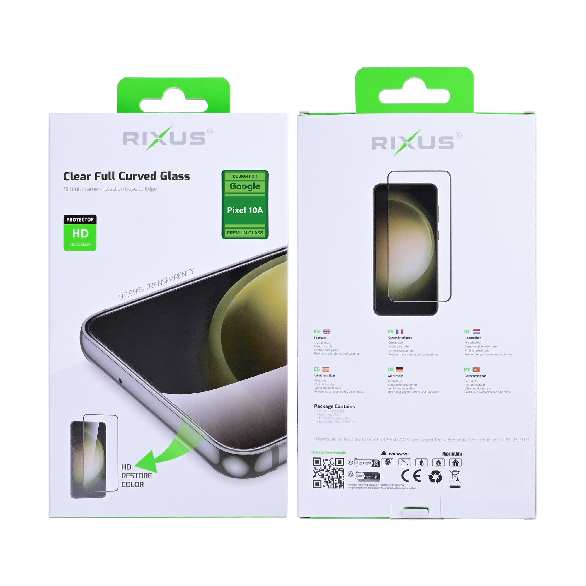 Rixus Clear HD Full Curved Edge Tempered Glass For Google Pixel 10a