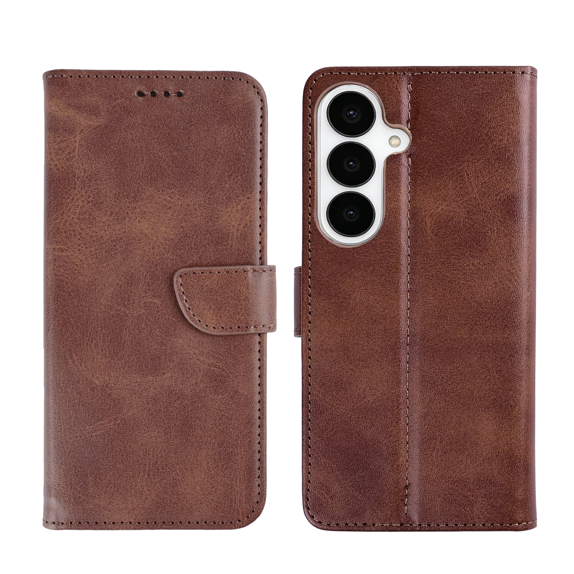 Rixus Bookcase For Samsung Galaxy S26 Plus Brown