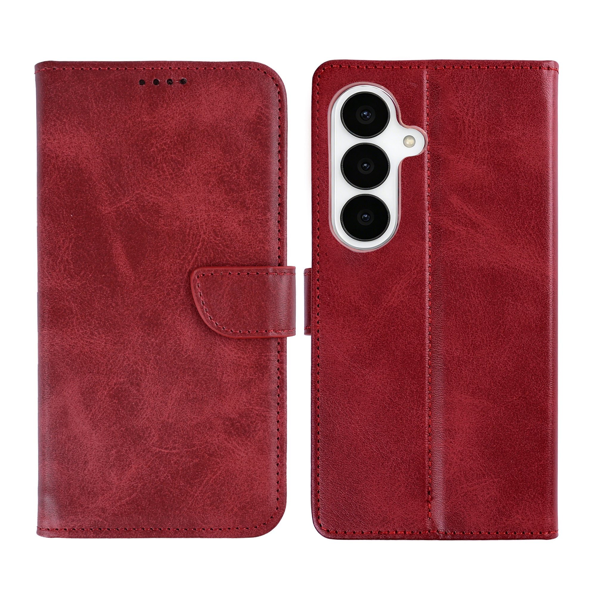 Rixus Bookcase For Samsung Galaxy S26 Plus Dark Red