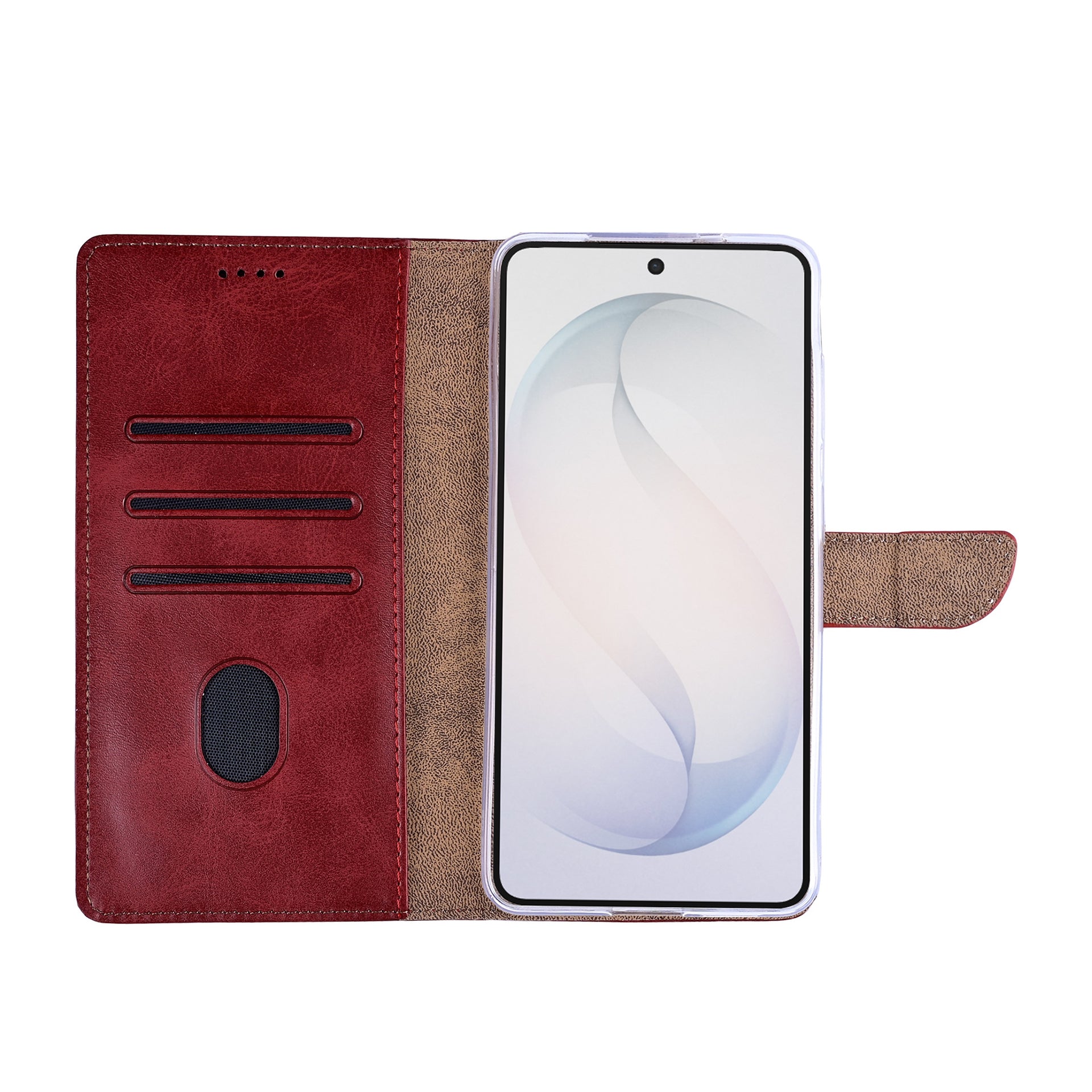 Rixus Bookcase For Samsung Galaxy S26 Plus Dark Red