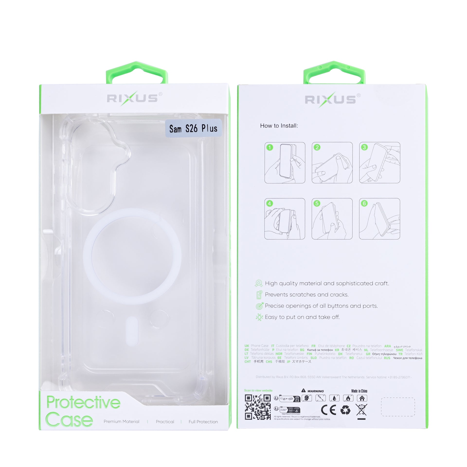 Rixus Anti-Burst Case With MagSafe Compatible For Samsung Galaxy S26 Plus Transparent