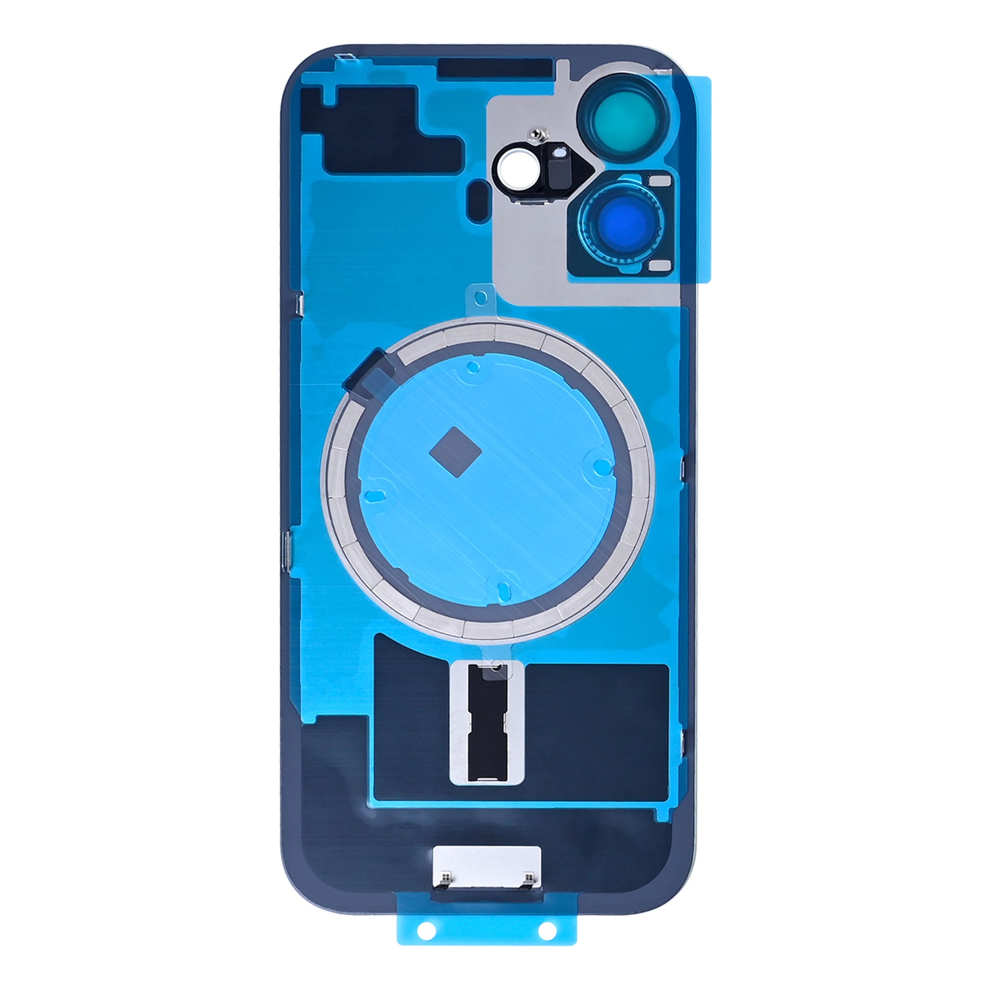 For Apple iPhone 17 Back Glass Without NFC, Enlarged Camera Frame Black Compatible