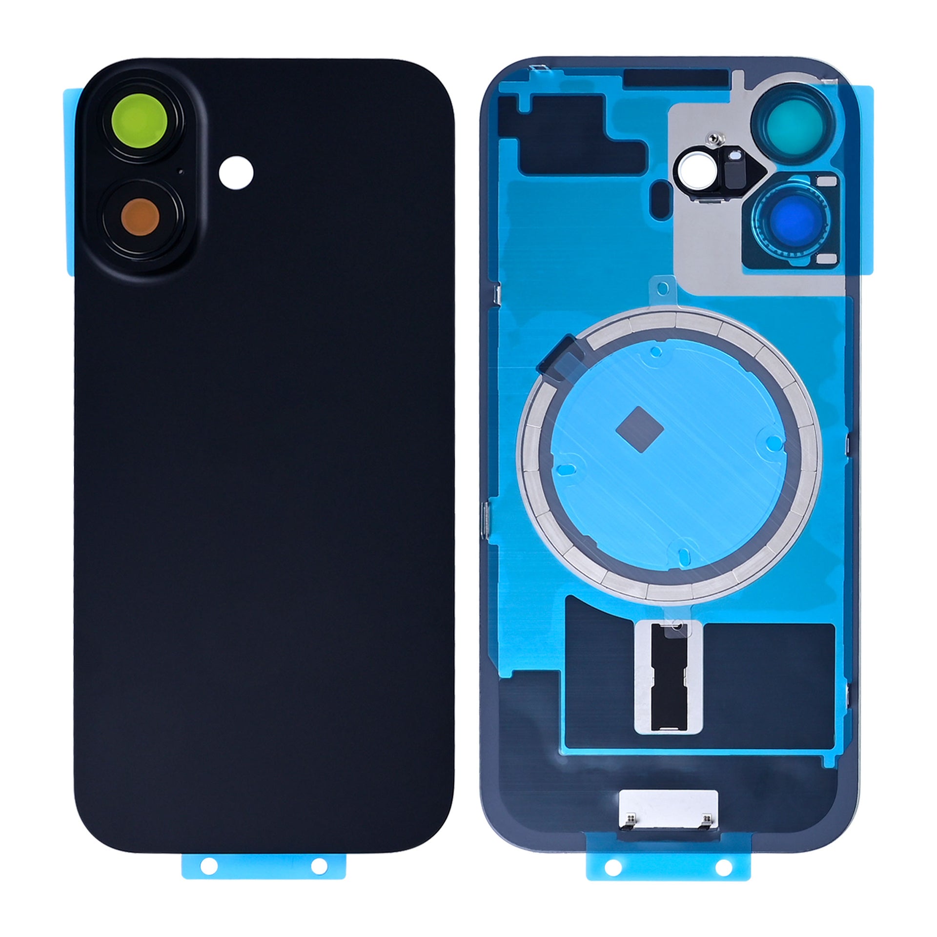 For Apple iPhone 17 Back Glass Without NFC, Enlarged Camera Frame Black Compatible