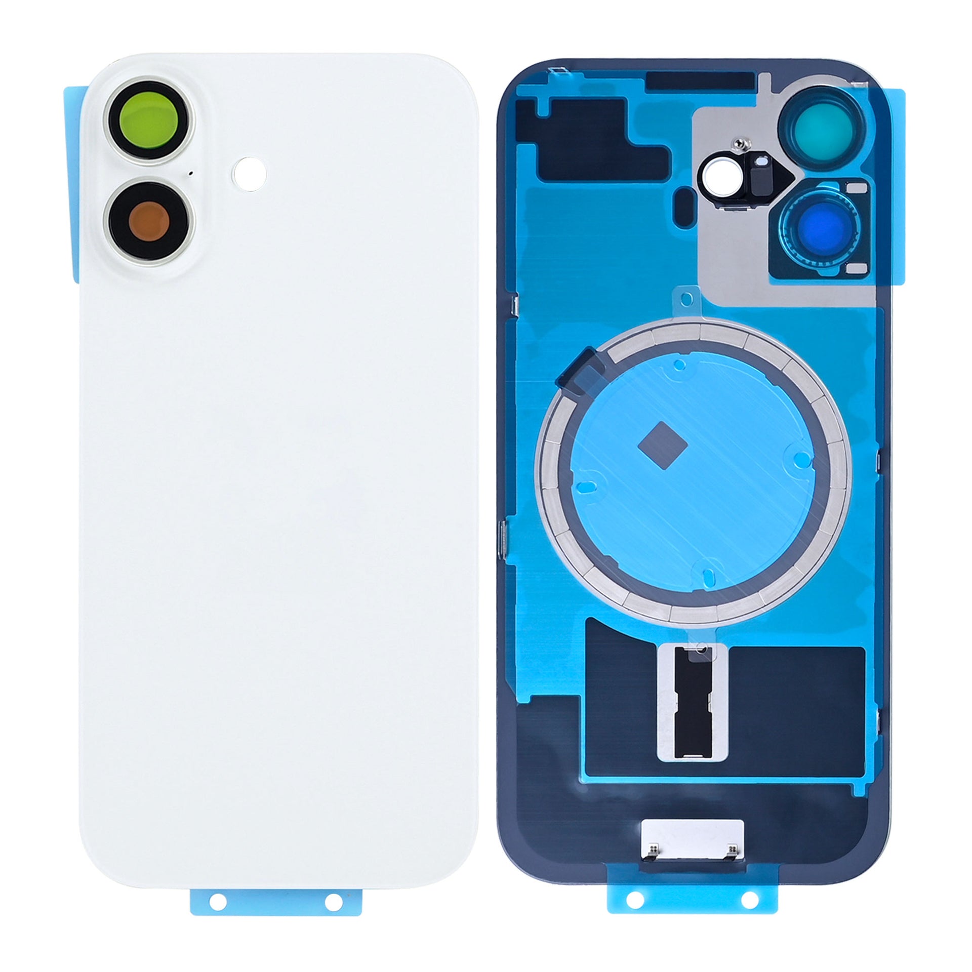For Apple iPhone 17 Back Glass Without NFC, Enlarged Camera Frame White Compatible