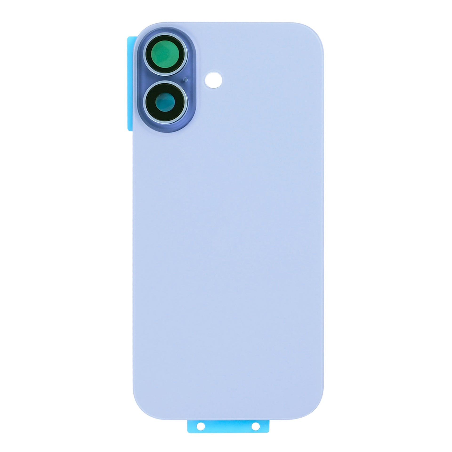 For Apple iPhone 17 Back Glass Without NFC, Enlarged Camera Frame Mist Blue Compatible