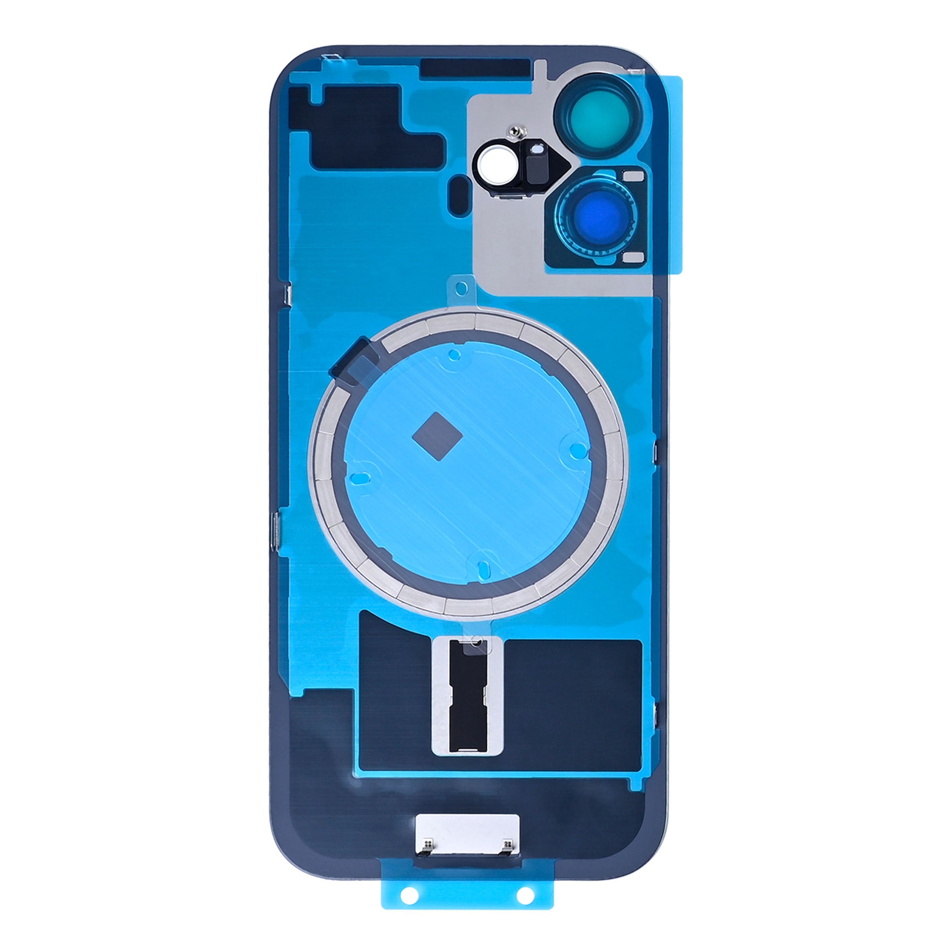 For Apple iPhone 17 Back Glass Without NFC, Enlarged Camera Frame Mist Blue Compatible