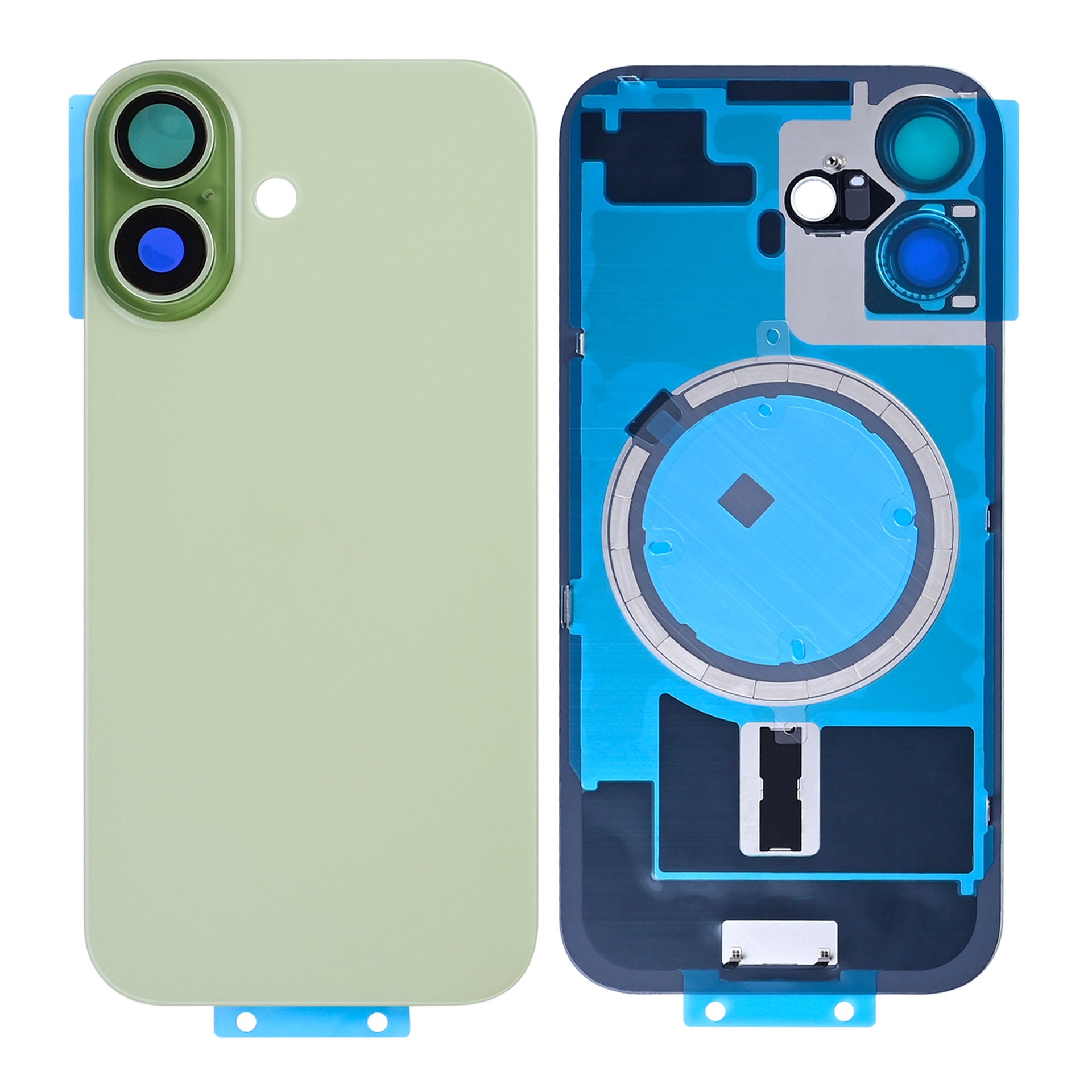 For Apple iPhone 17 Back Glass Without NFC, Enlarged Camera Frame Sage Compatible